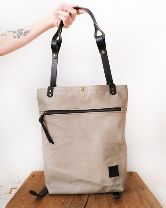 Convertible Backpack: Taupe Leather