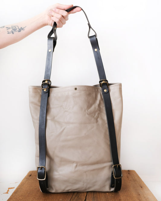 Convertible Backpack: Taupe Leather