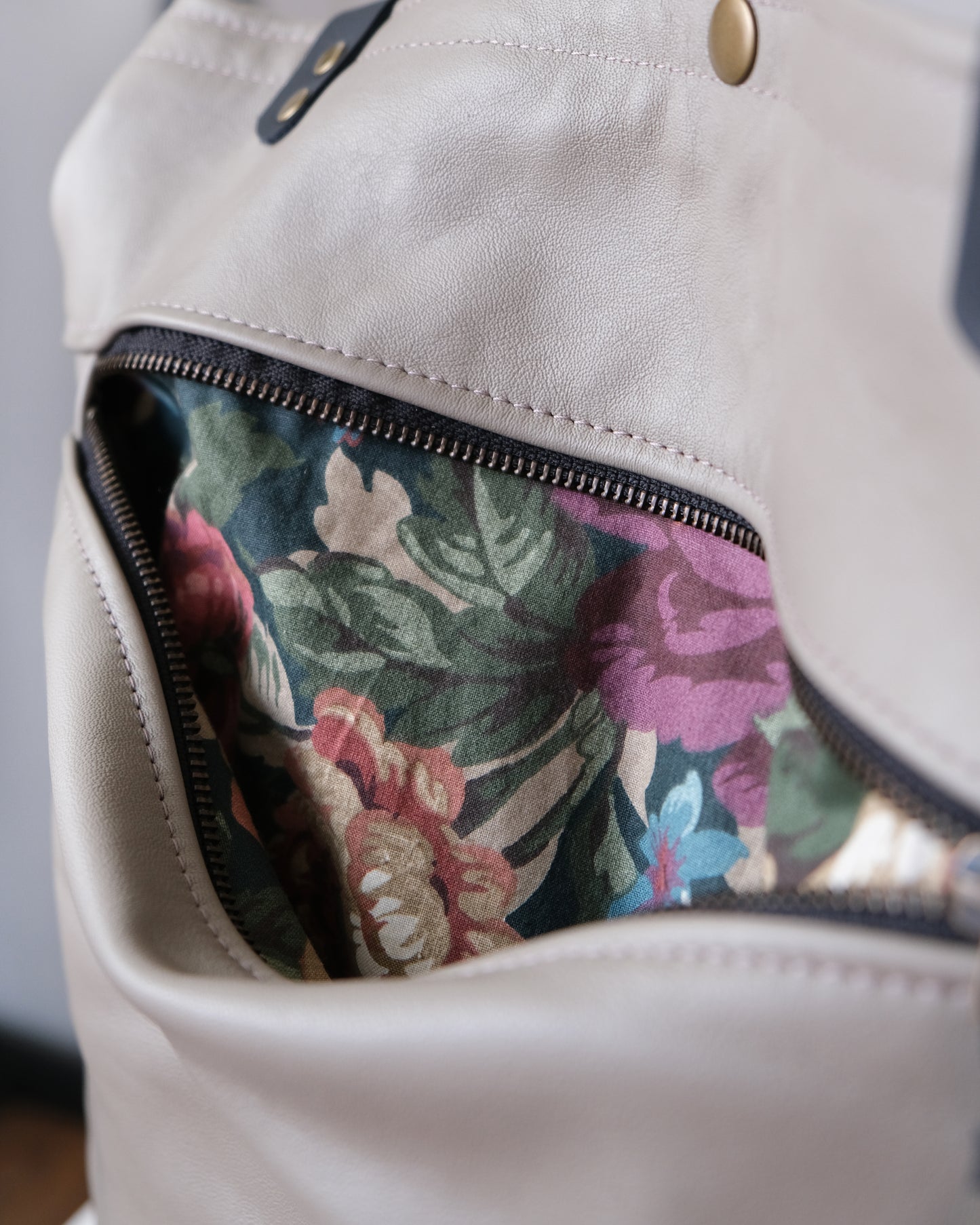 Convertible Backpack: Taupe Leather