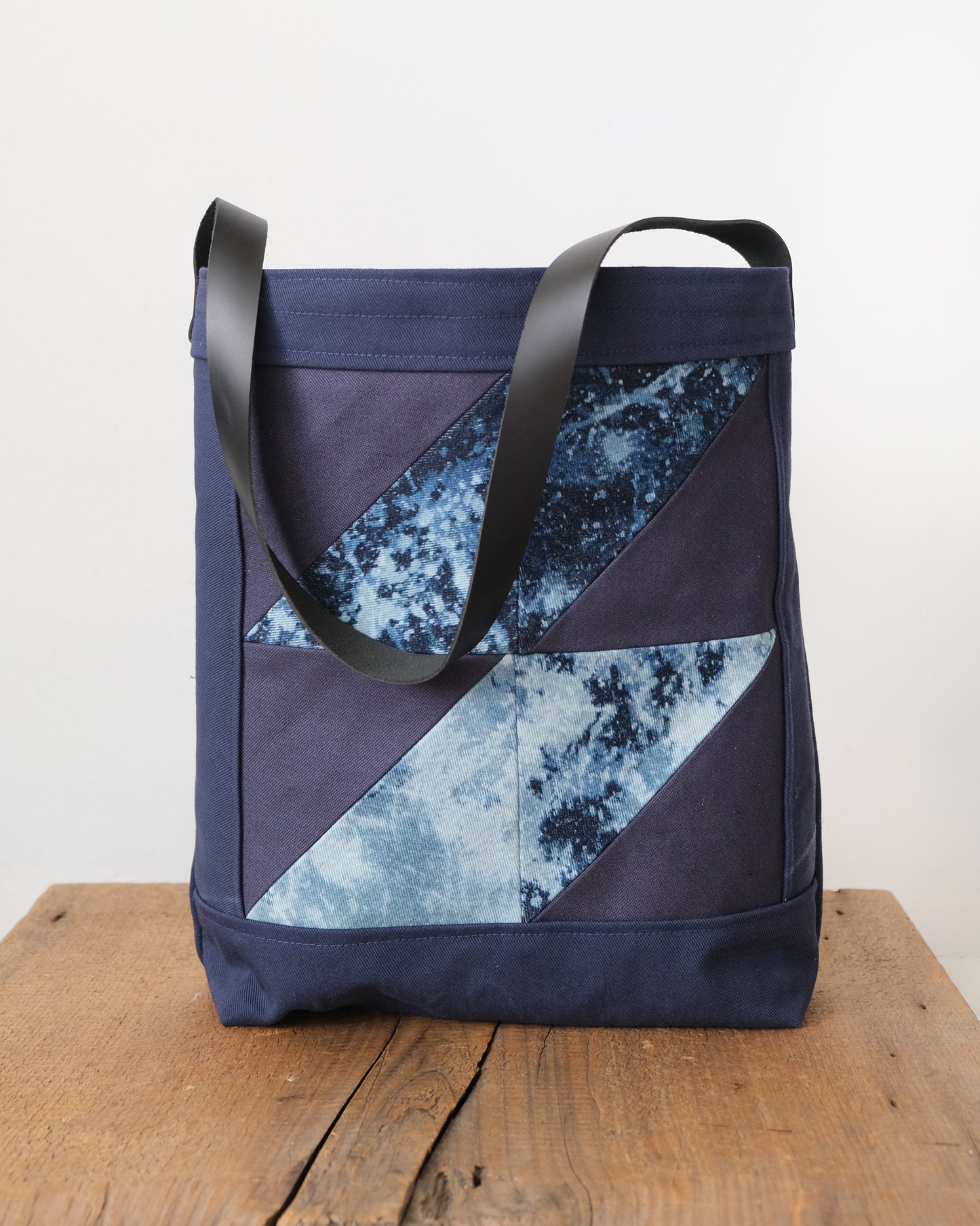 Quilted Shopper Tote: Bleached Denim