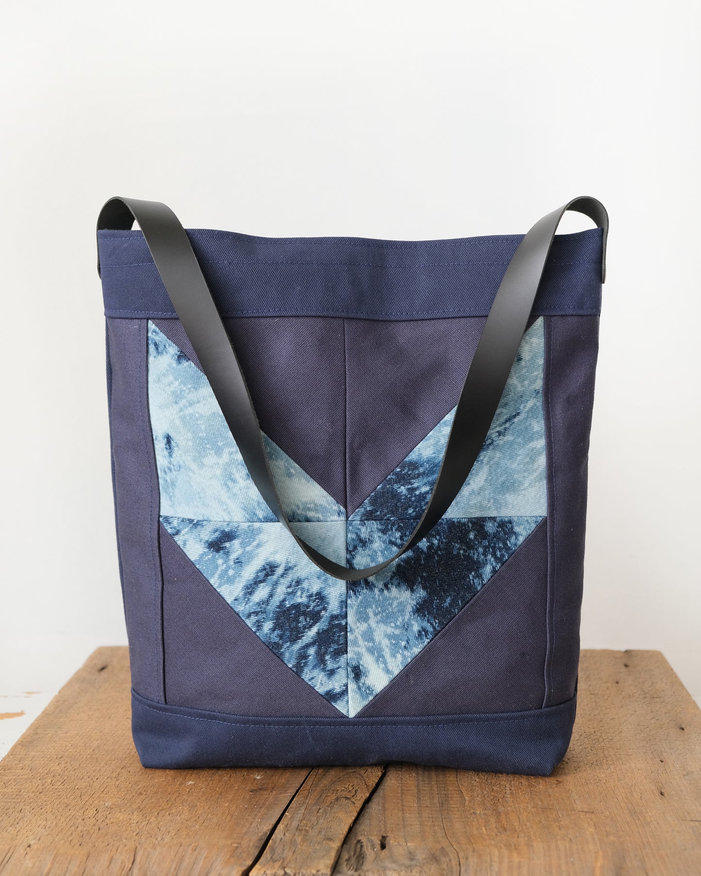 Quilted Shopper Tote: Bleached Denim