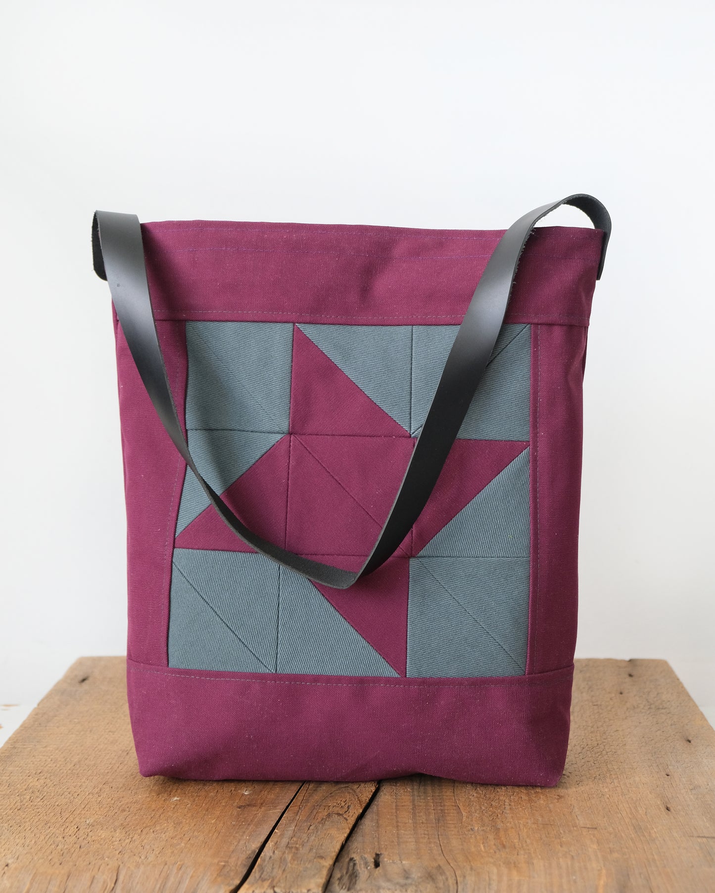 Quilted Shopper Tote: Eggplant