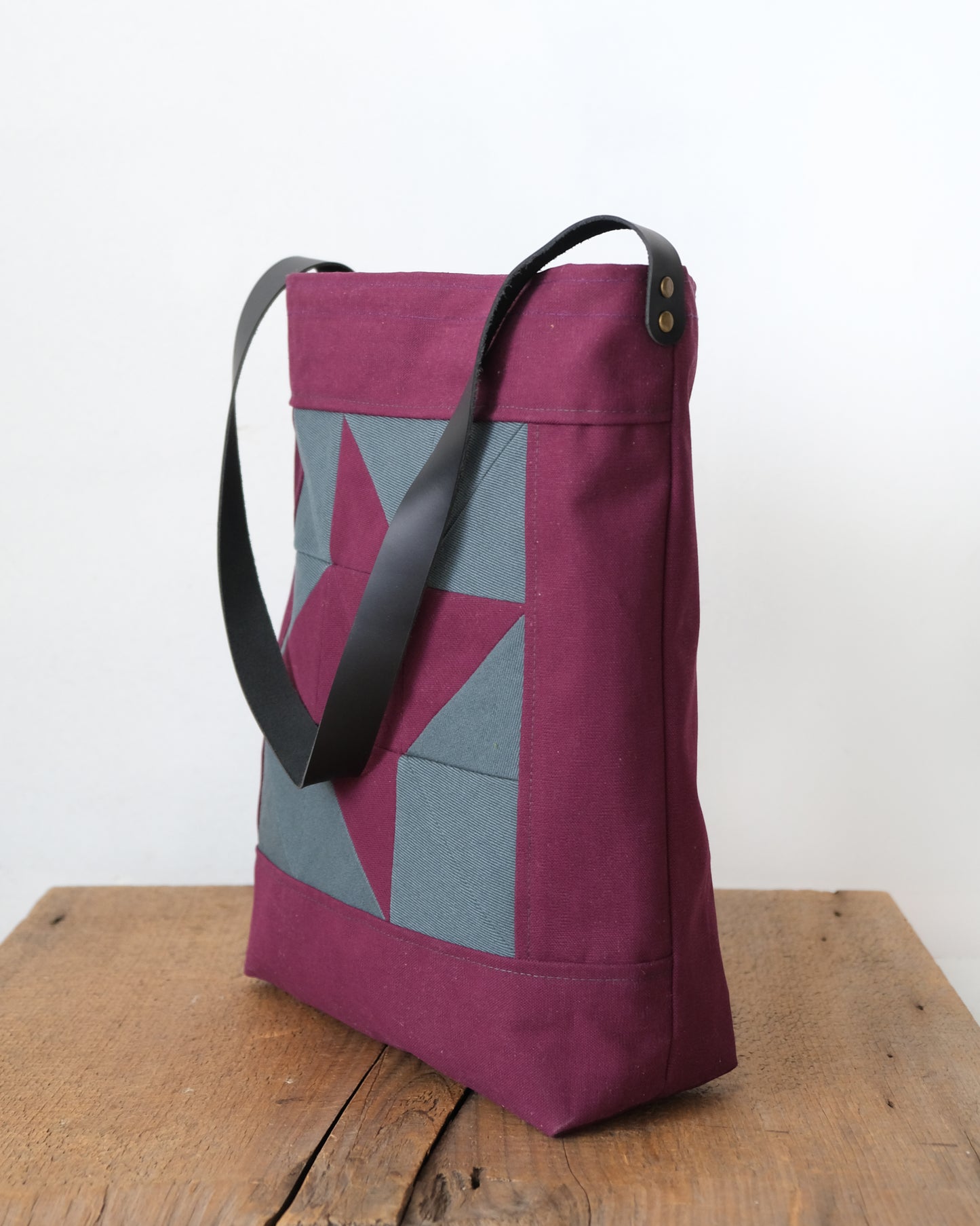 Quilted Shopper Tote: Eggplant