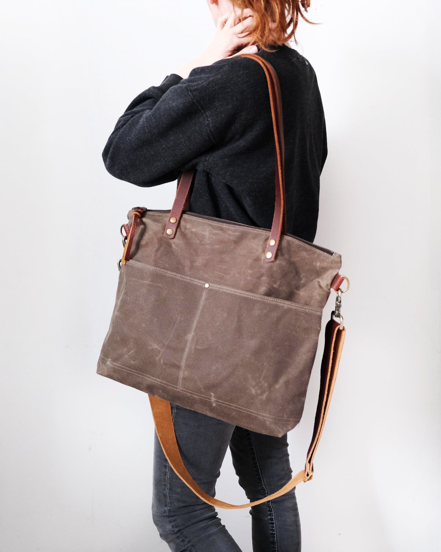 Waxed Canvas Tote: Oak Brown