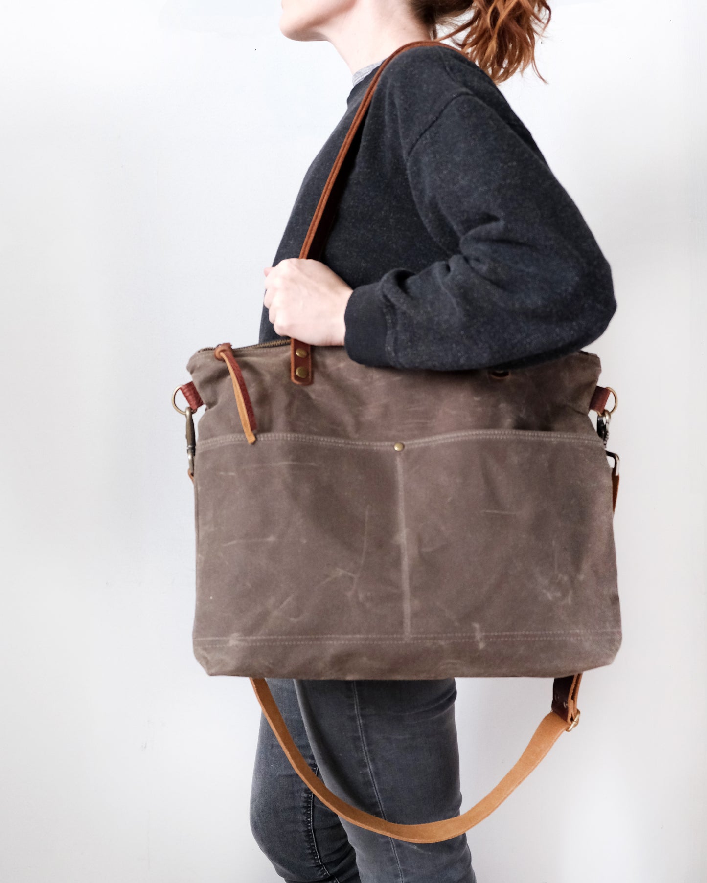 Waxed Canvas Tote: Oak Brown