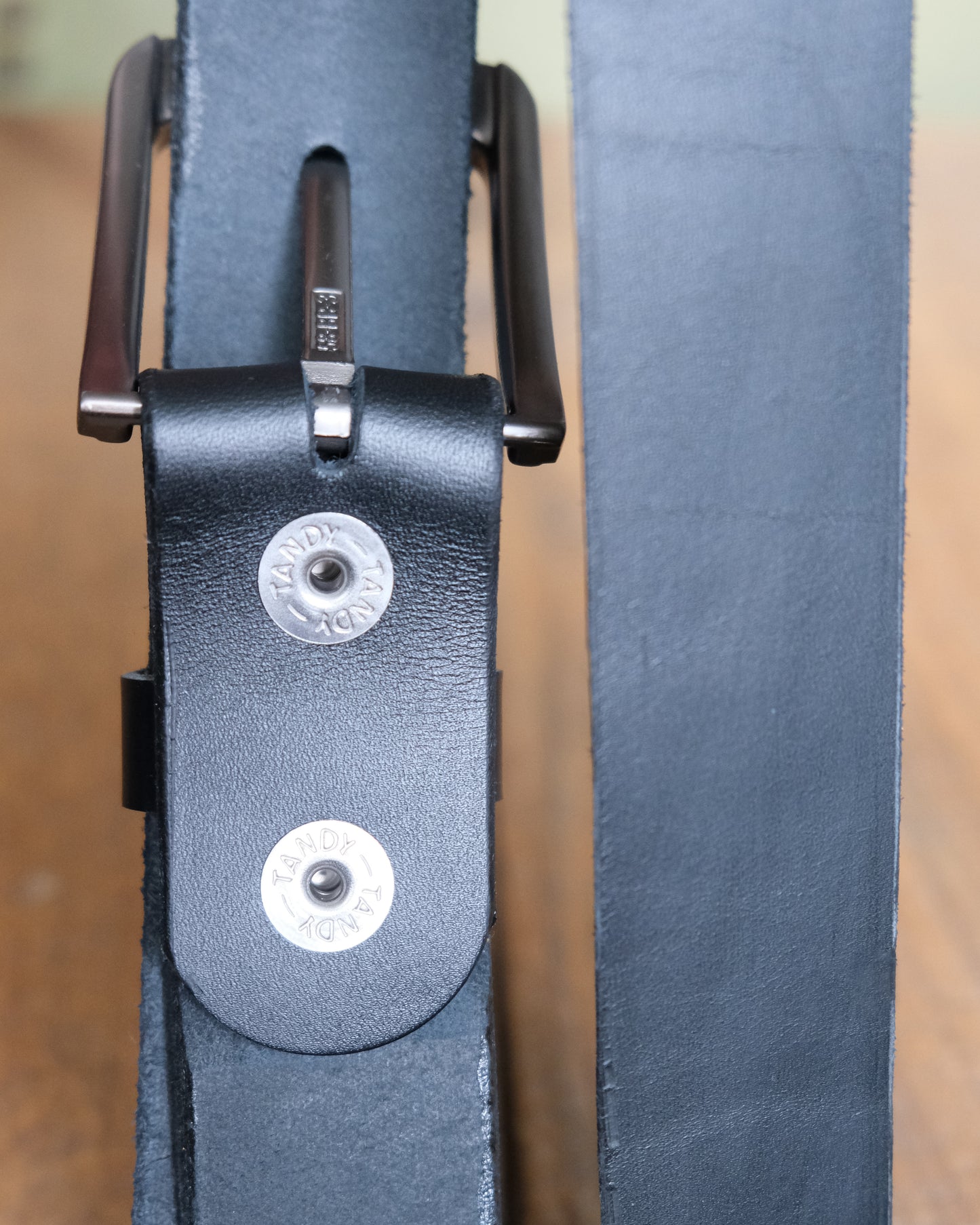 Black Leather Snap Belt - 1.5" Wide