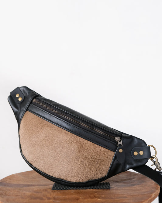 Mini Tabitha: Black Leather & Hair-On Hide