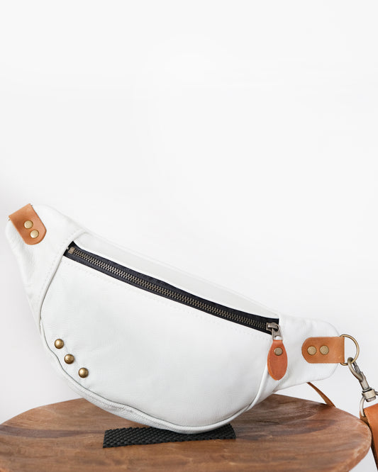 Mini Tabitha: White Leather and Cognac I