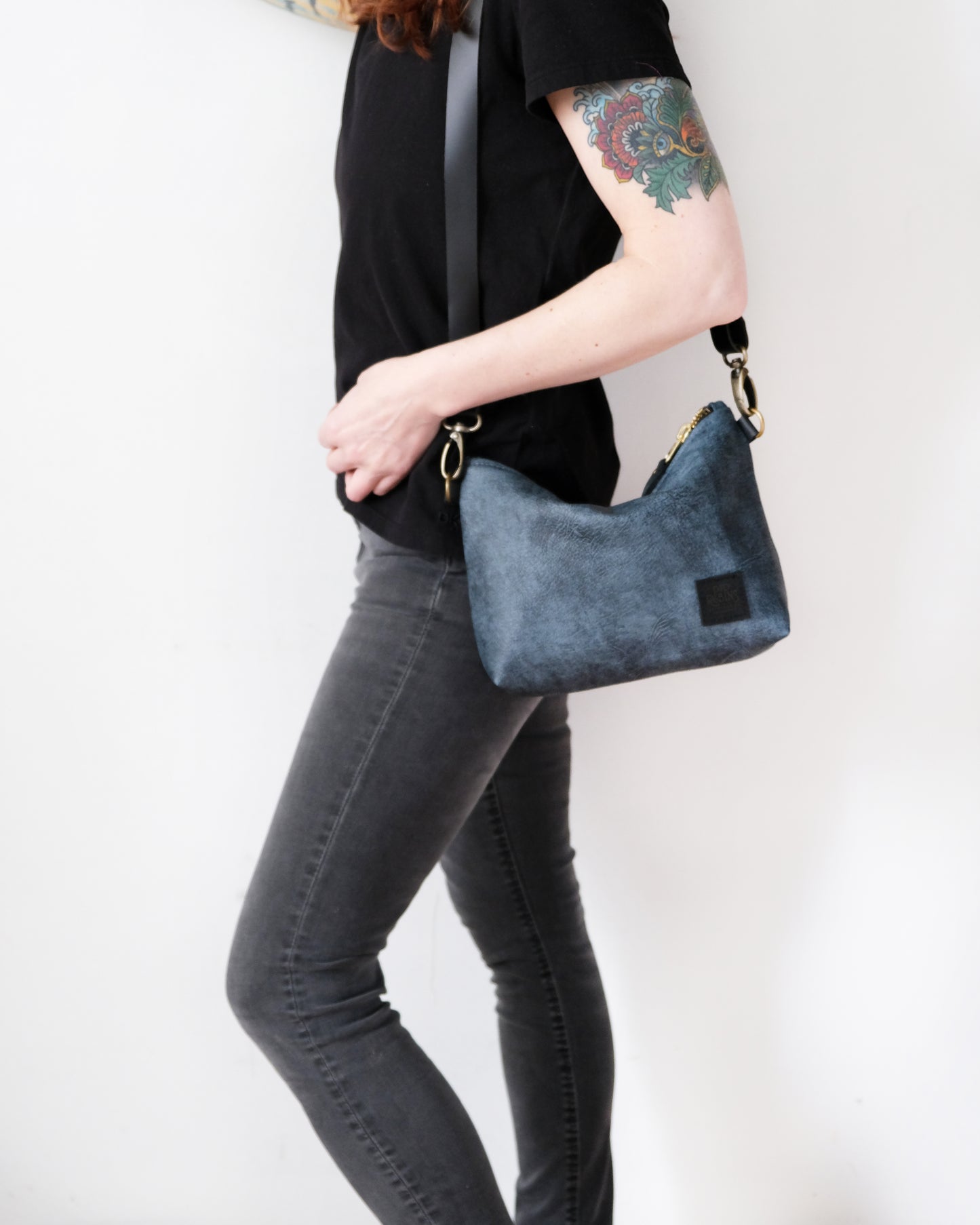 SECONDS: Suraya Crossbody Bag: Denim Blue Leather I