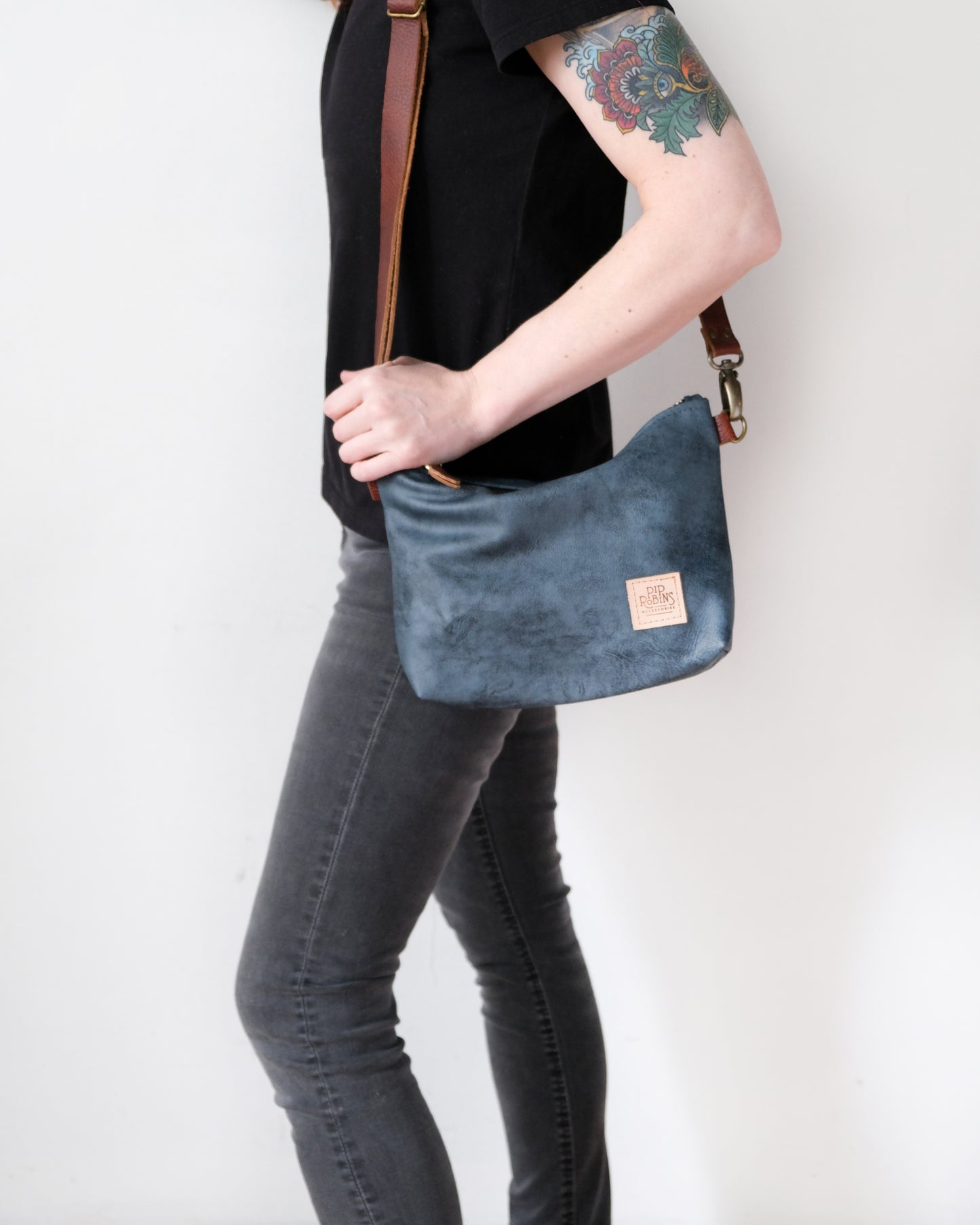 SECONDS: Suraya Crossbody Bag: Denim Blue Leather II