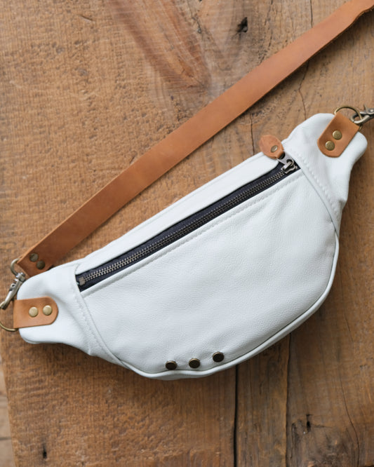 Mini Tabitha: White Leather and Cognac II
