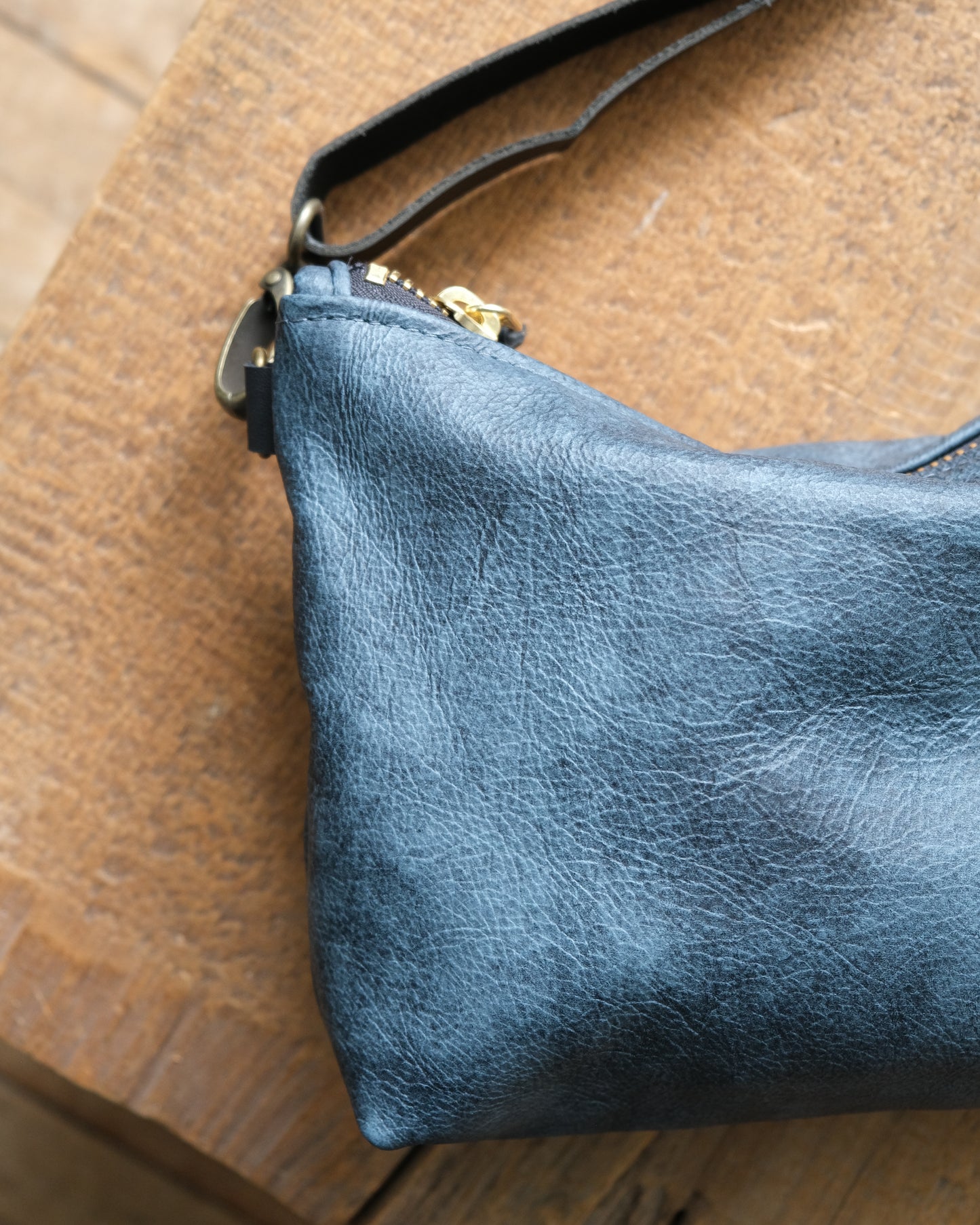 SECONDS: Suraya Crossbody Bag: Denim Blue Leather I