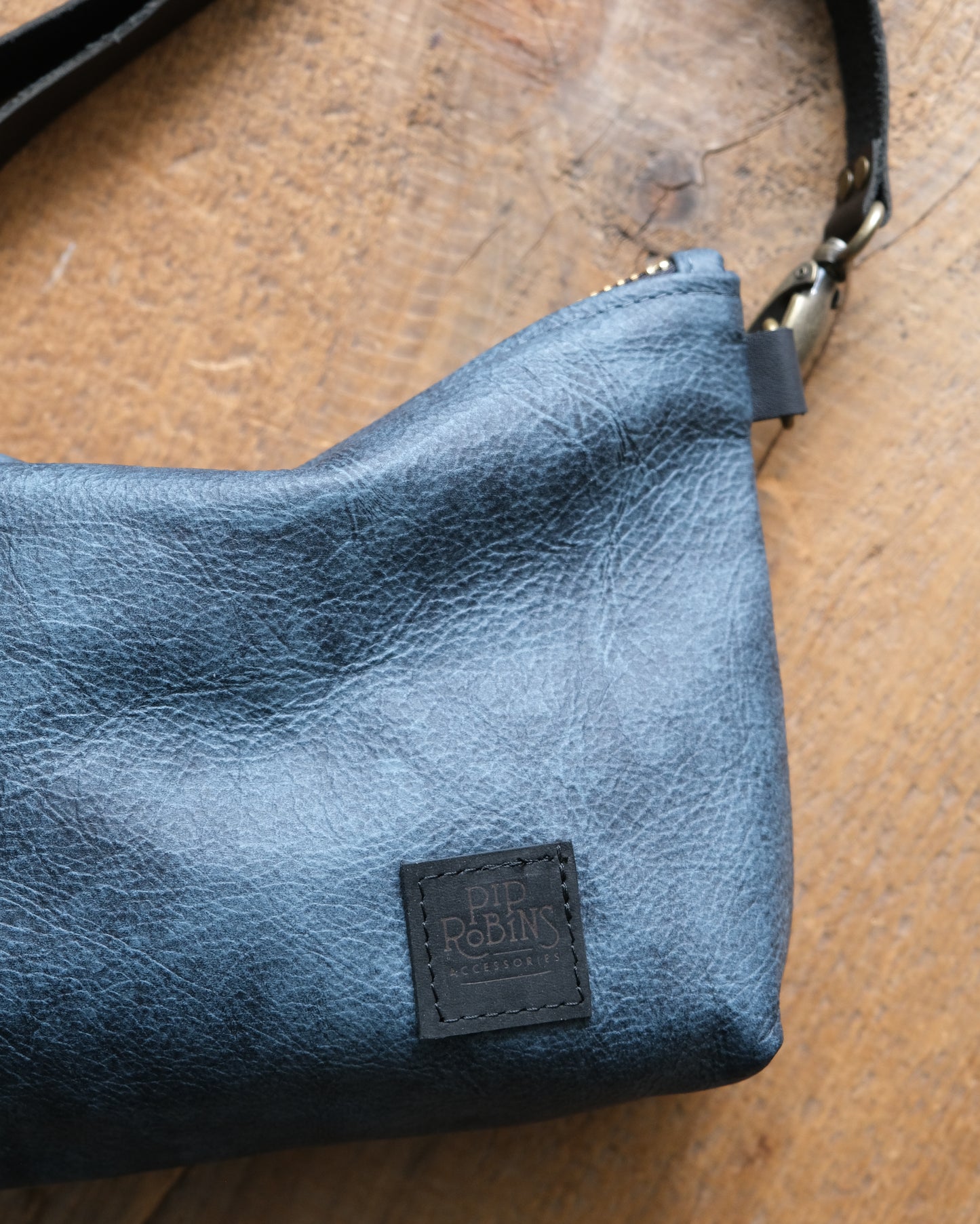 SECONDS: Suraya Crossbody Bag: Denim Blue Leather I