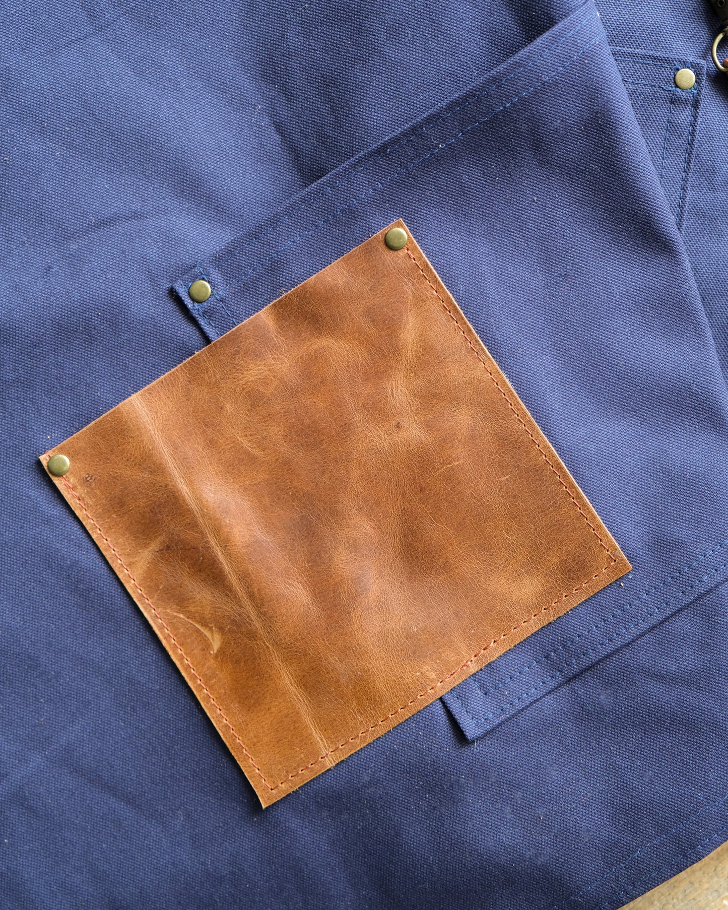 Workwear Apron: Navy & Dark Cognac