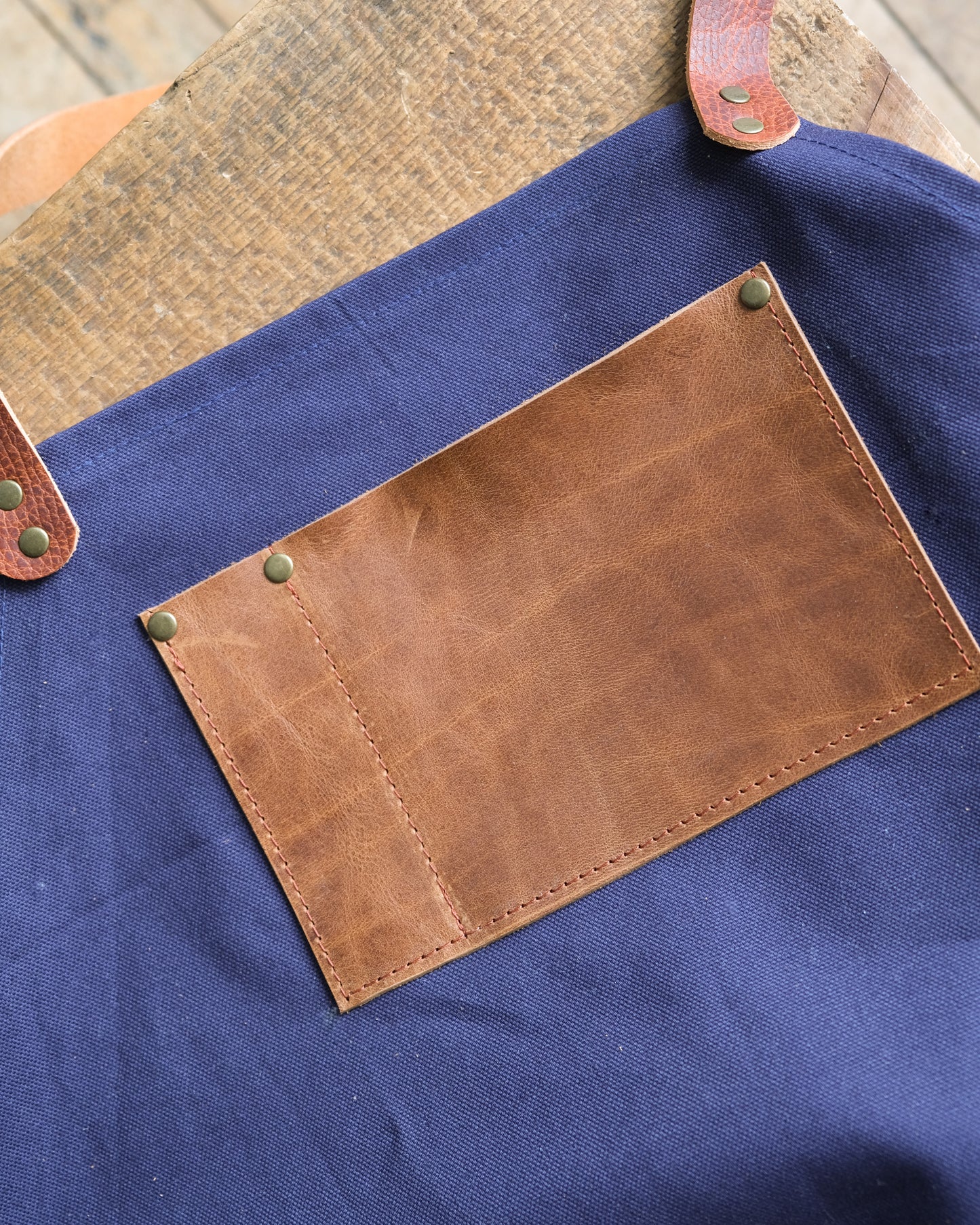 Workwear Apron: Navy & Dark Cognac
