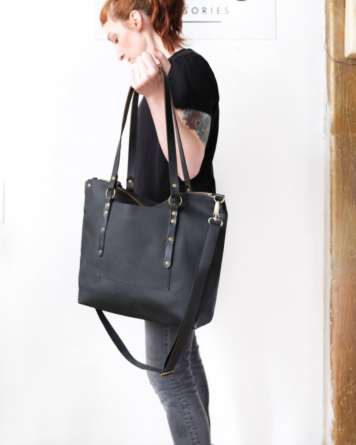 SECONDS: Leighton Tote: Black Leather