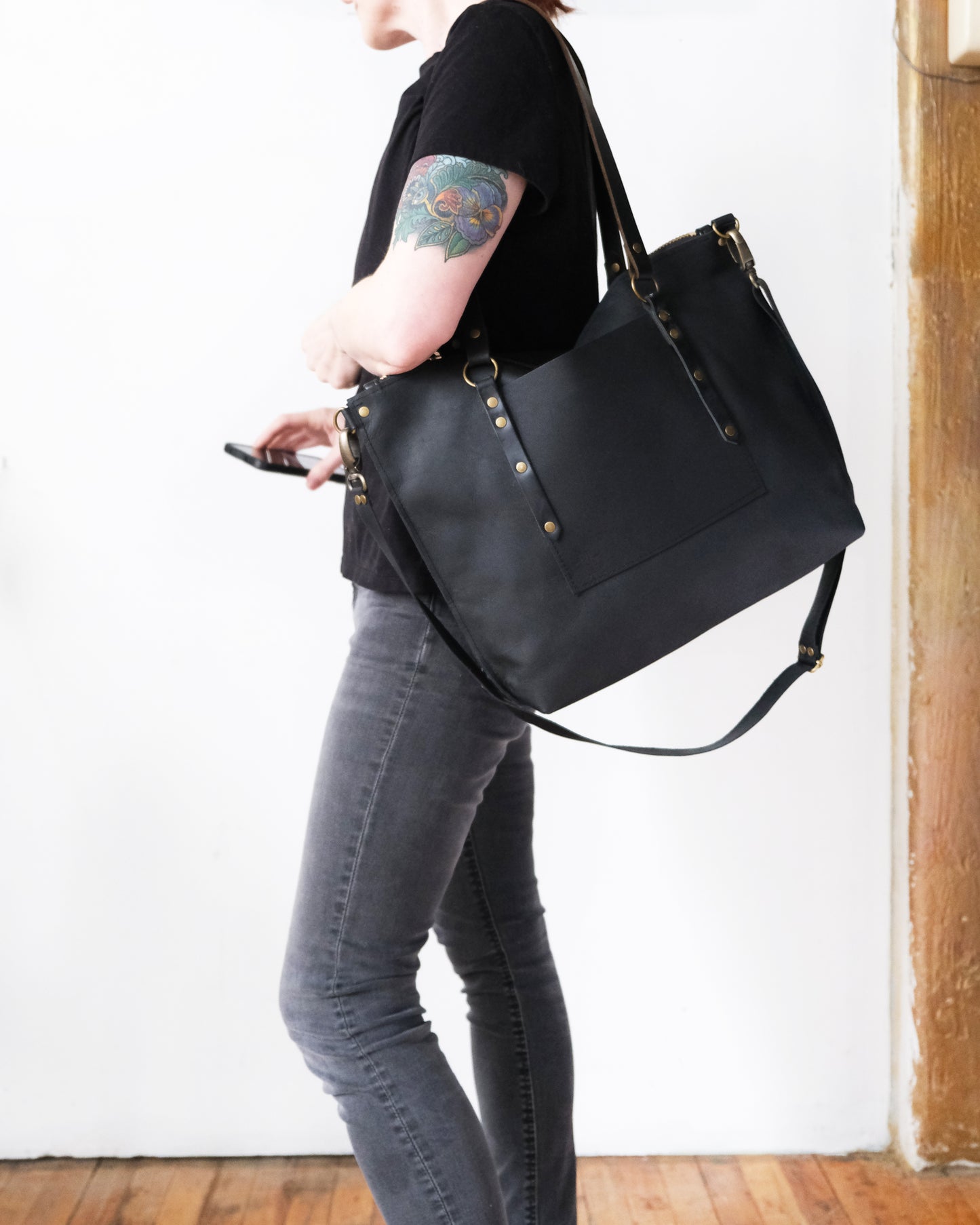 SECONDS: Leighton Tote: Black Leather