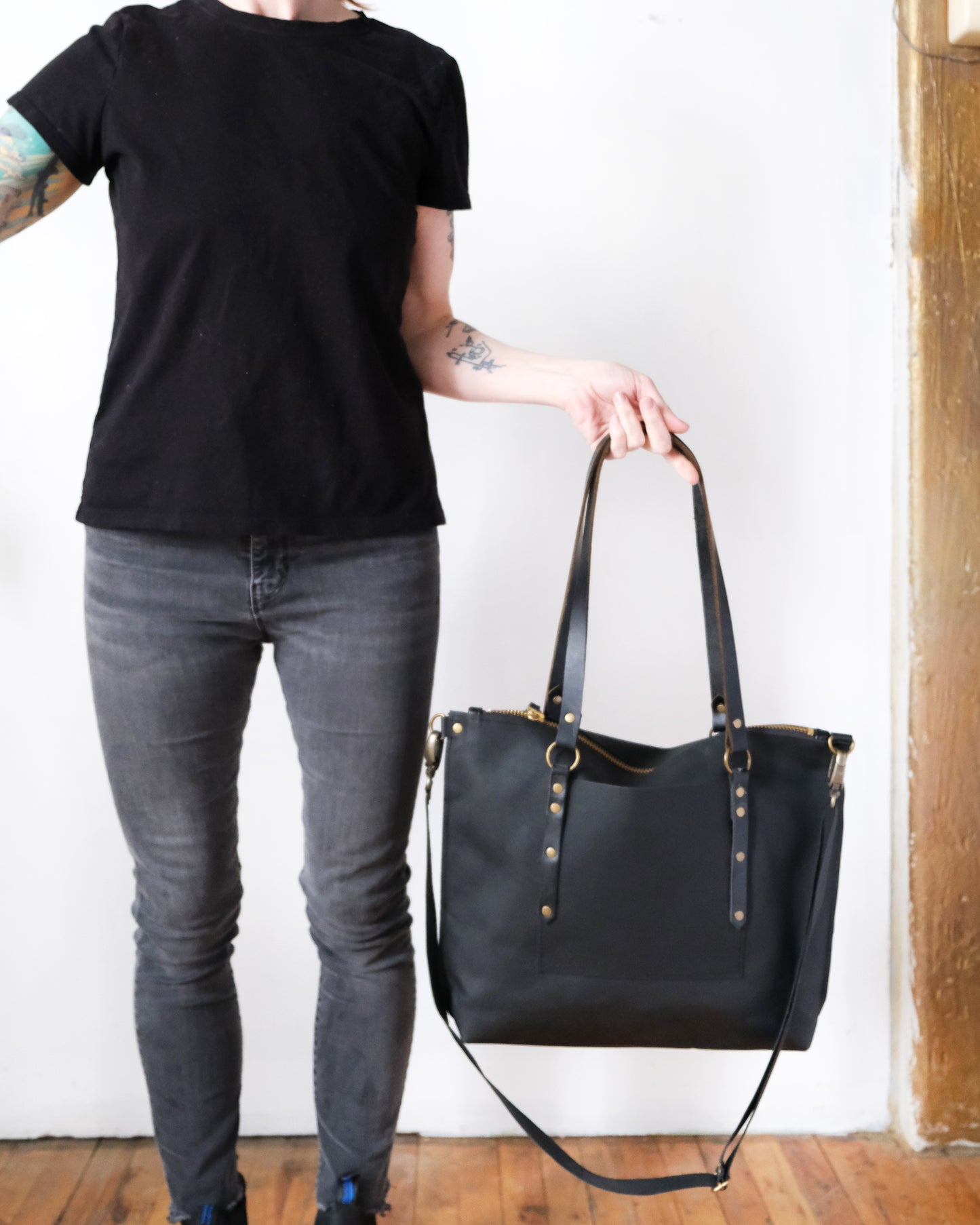 SECONDS: Leighton Tote: Black Leather