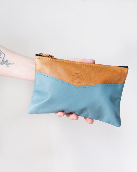 Teal Leather Clutch