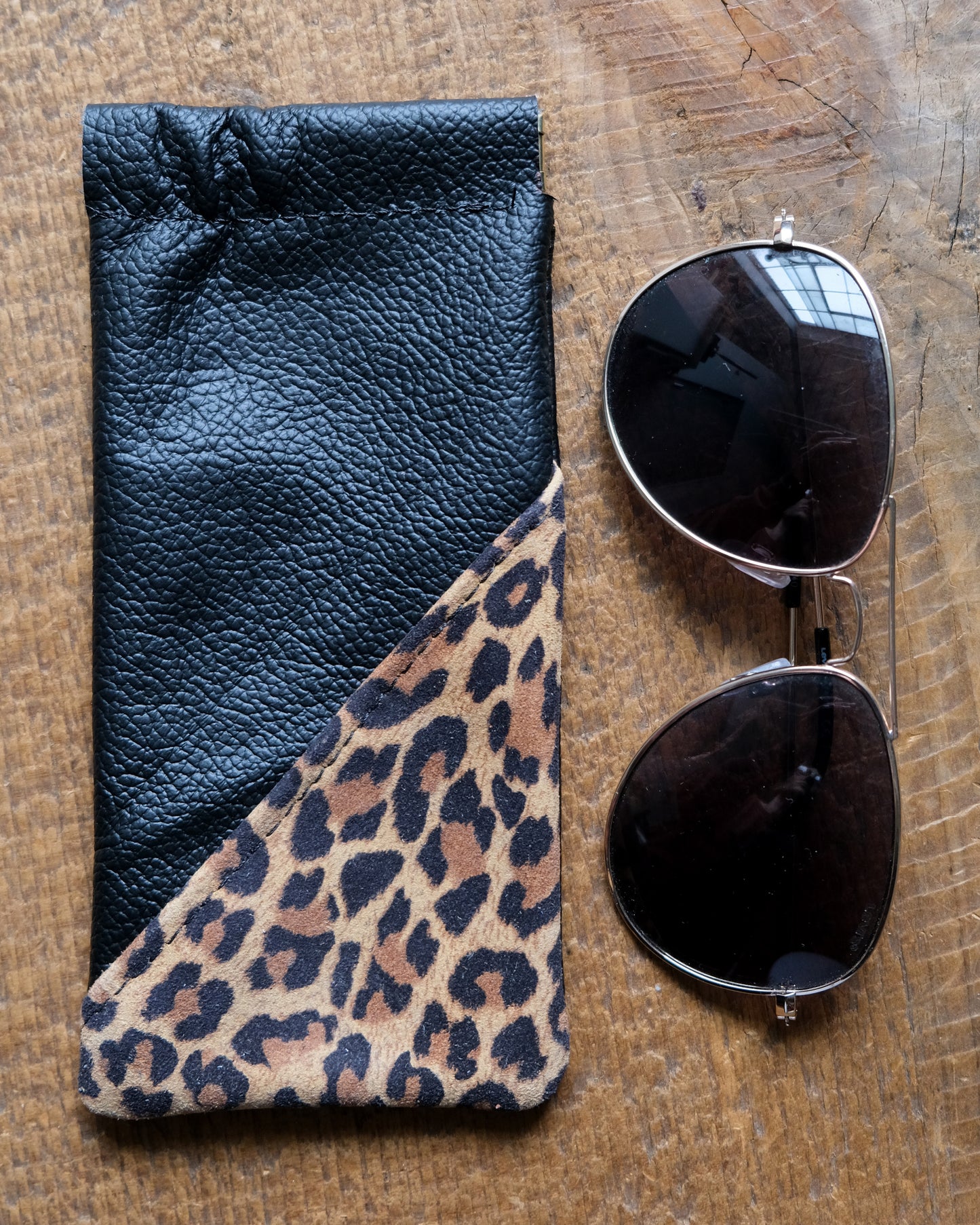 Squeeze-Top Leather Glasses Case