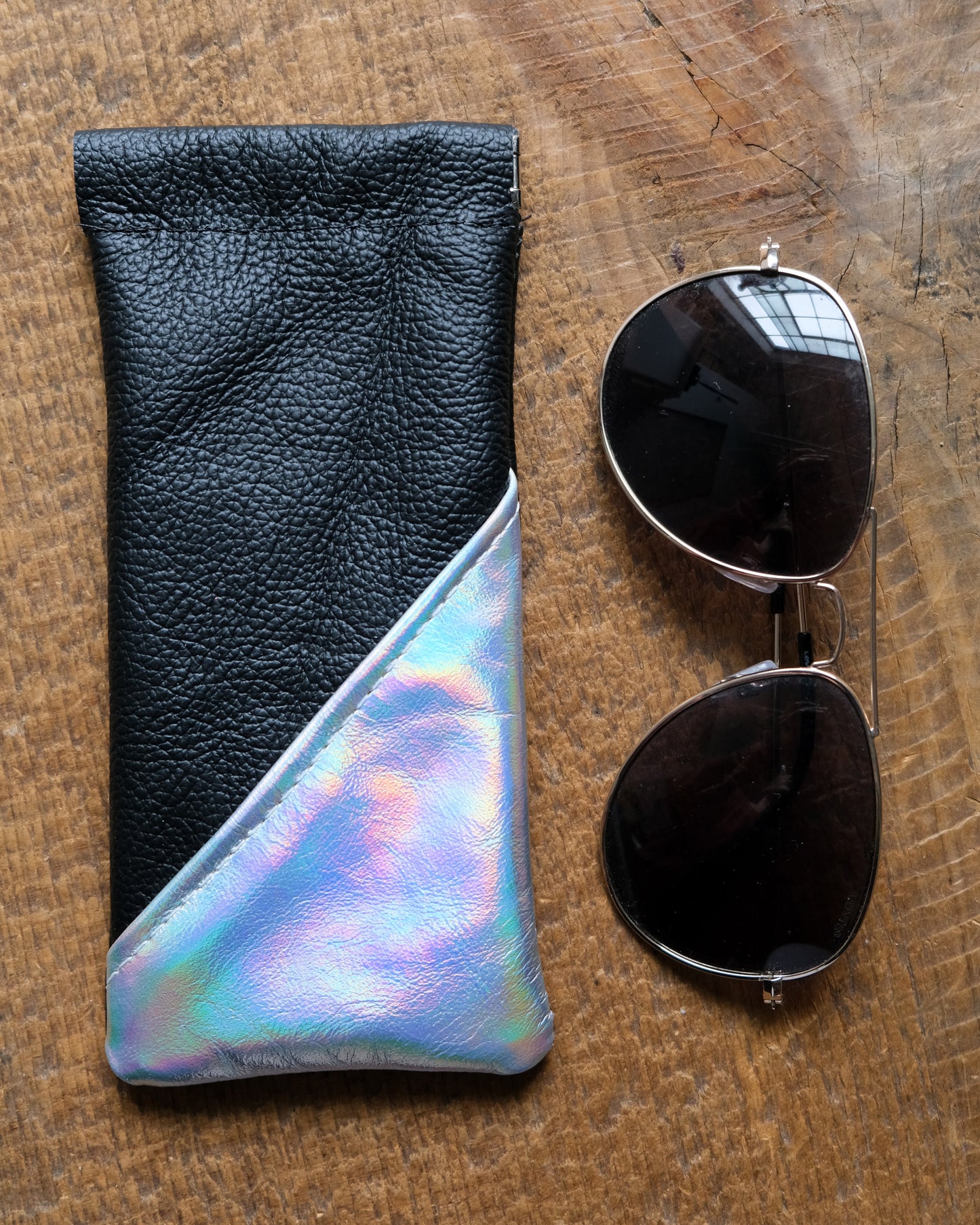 Squeeze-Top Leather Glasses Case