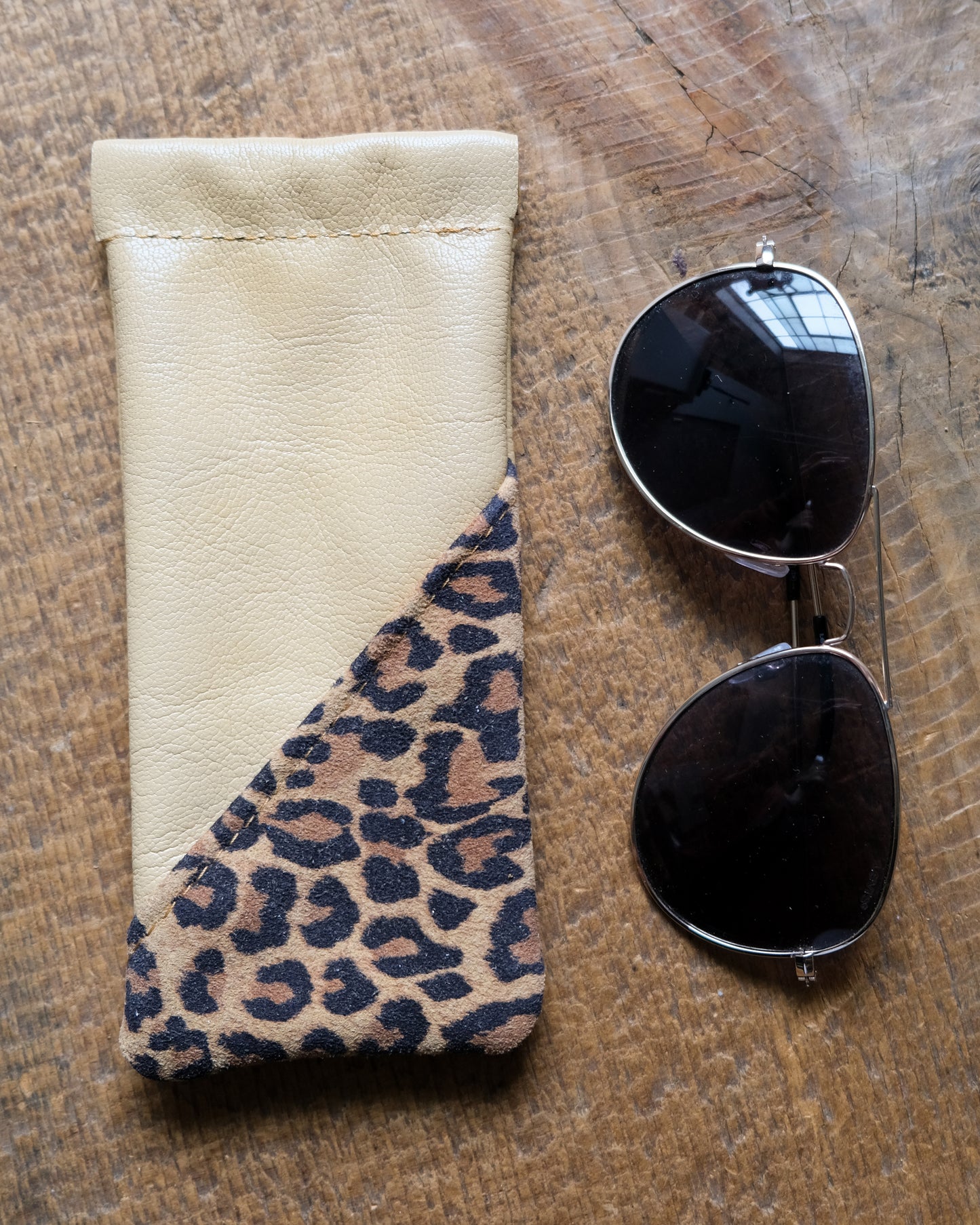 Squeeze-Top Leather Glasses Case