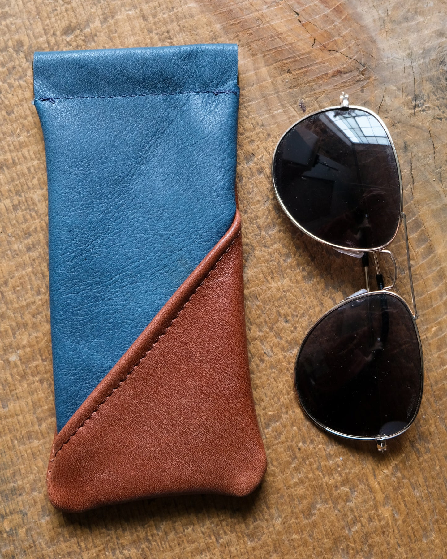 Squeeze-Top Leather Glasses Case