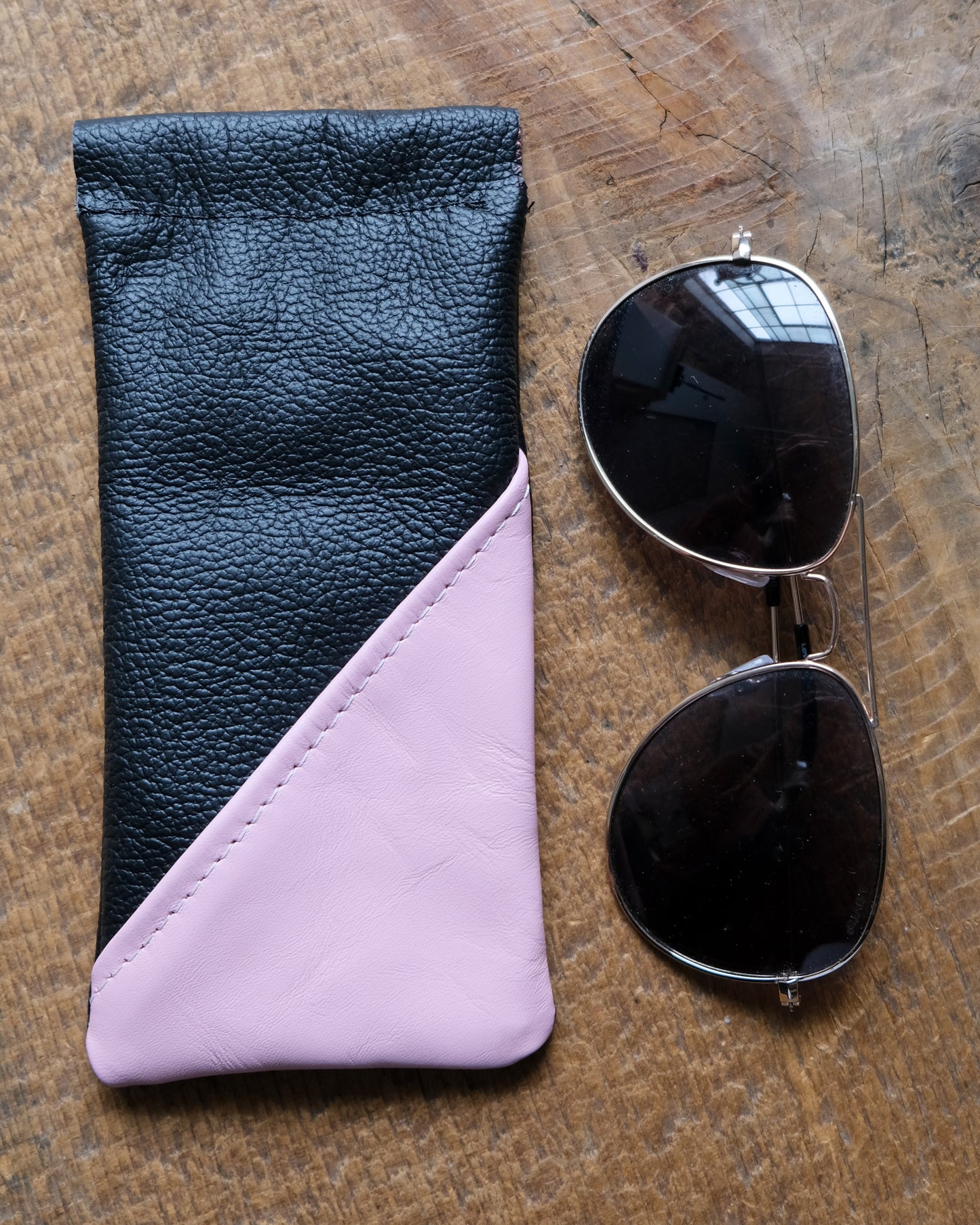 Squeeze-Top Leather Glasses Case