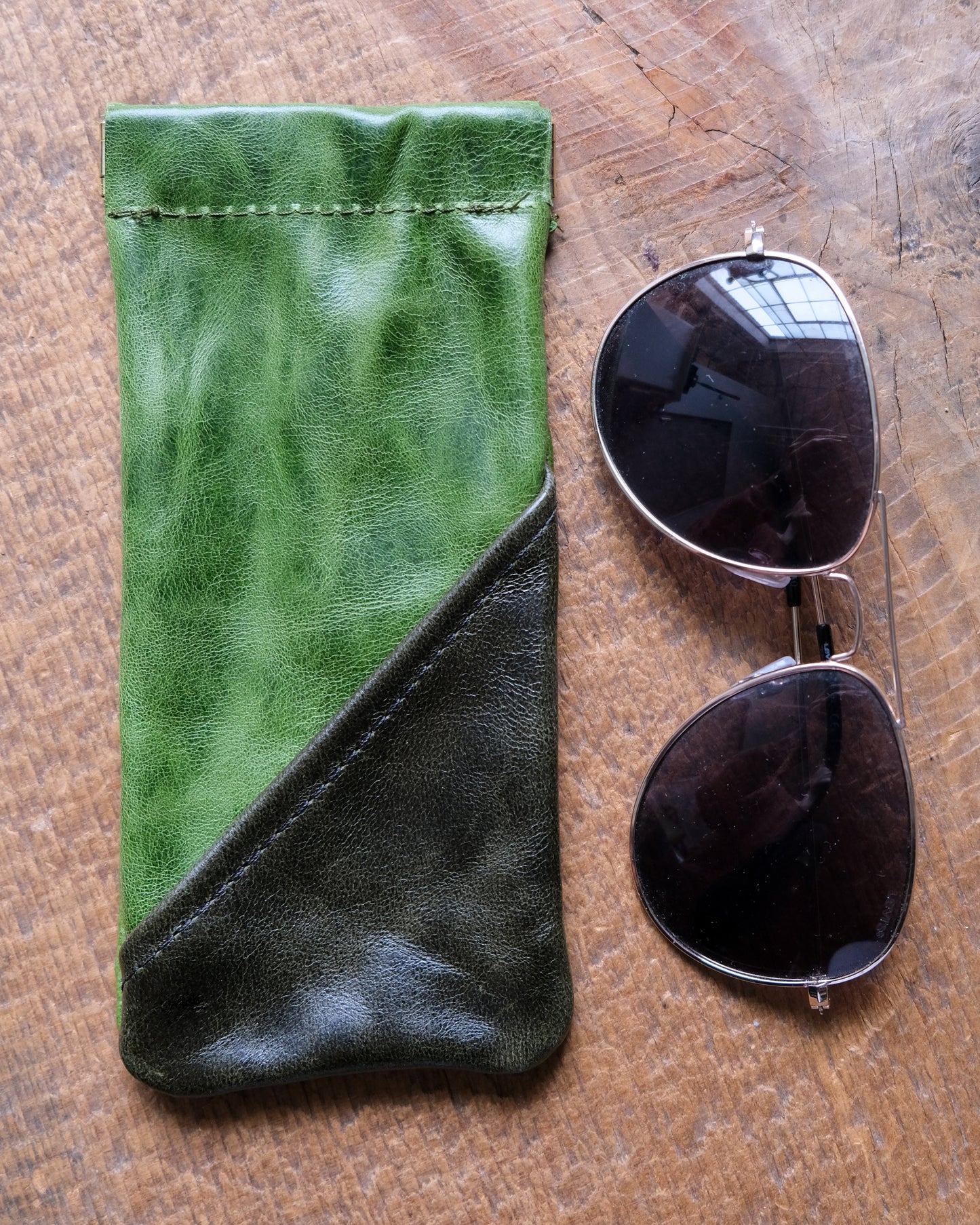 Squeeze-Top Leather Glasses Case