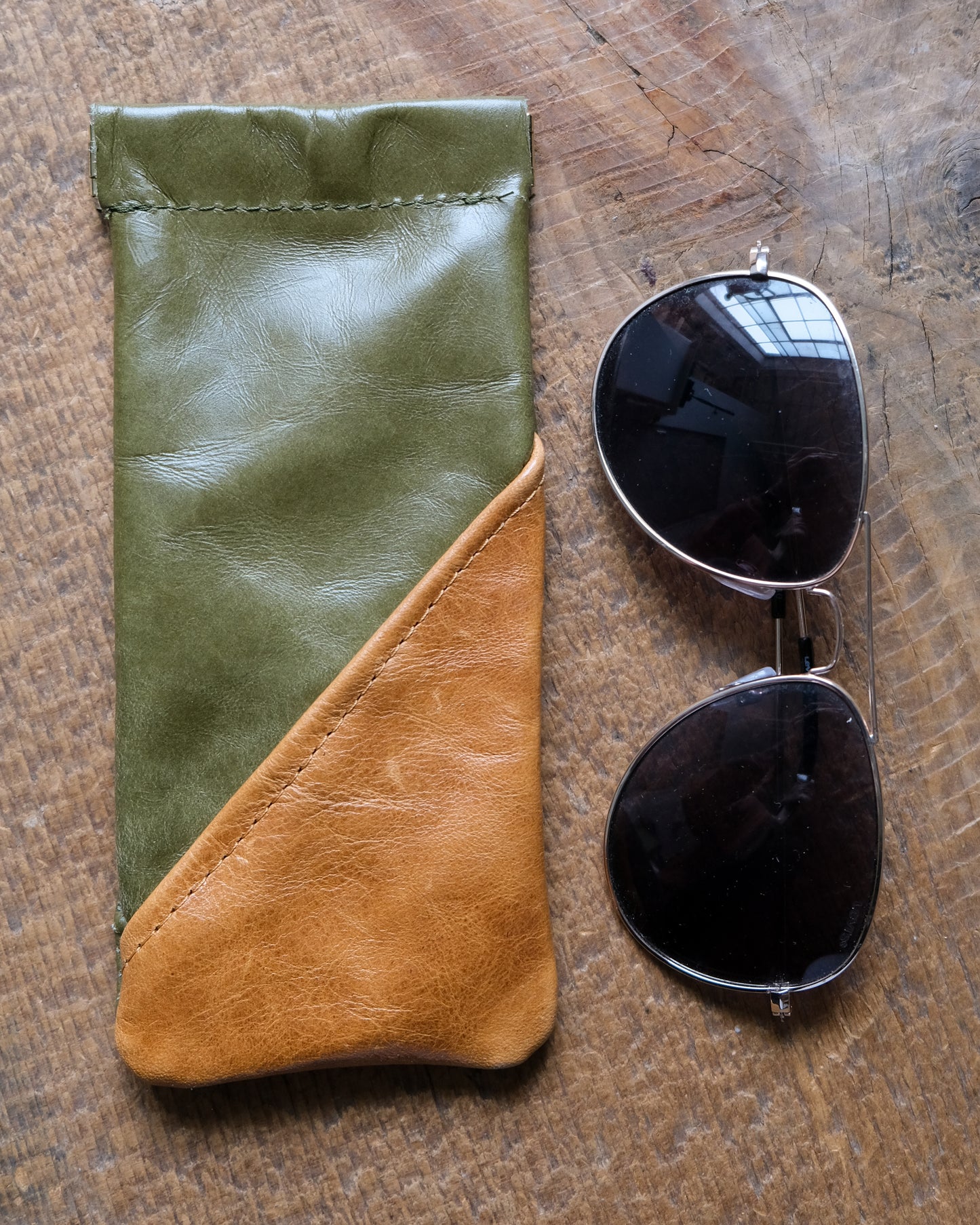 Squeeze-Top Leather Glasses Case