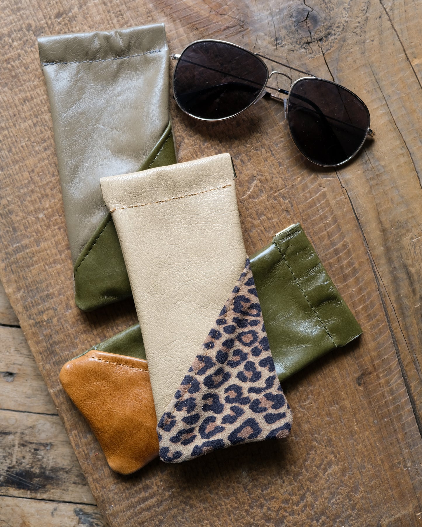 Squeeze-Top Leather Glasses Case