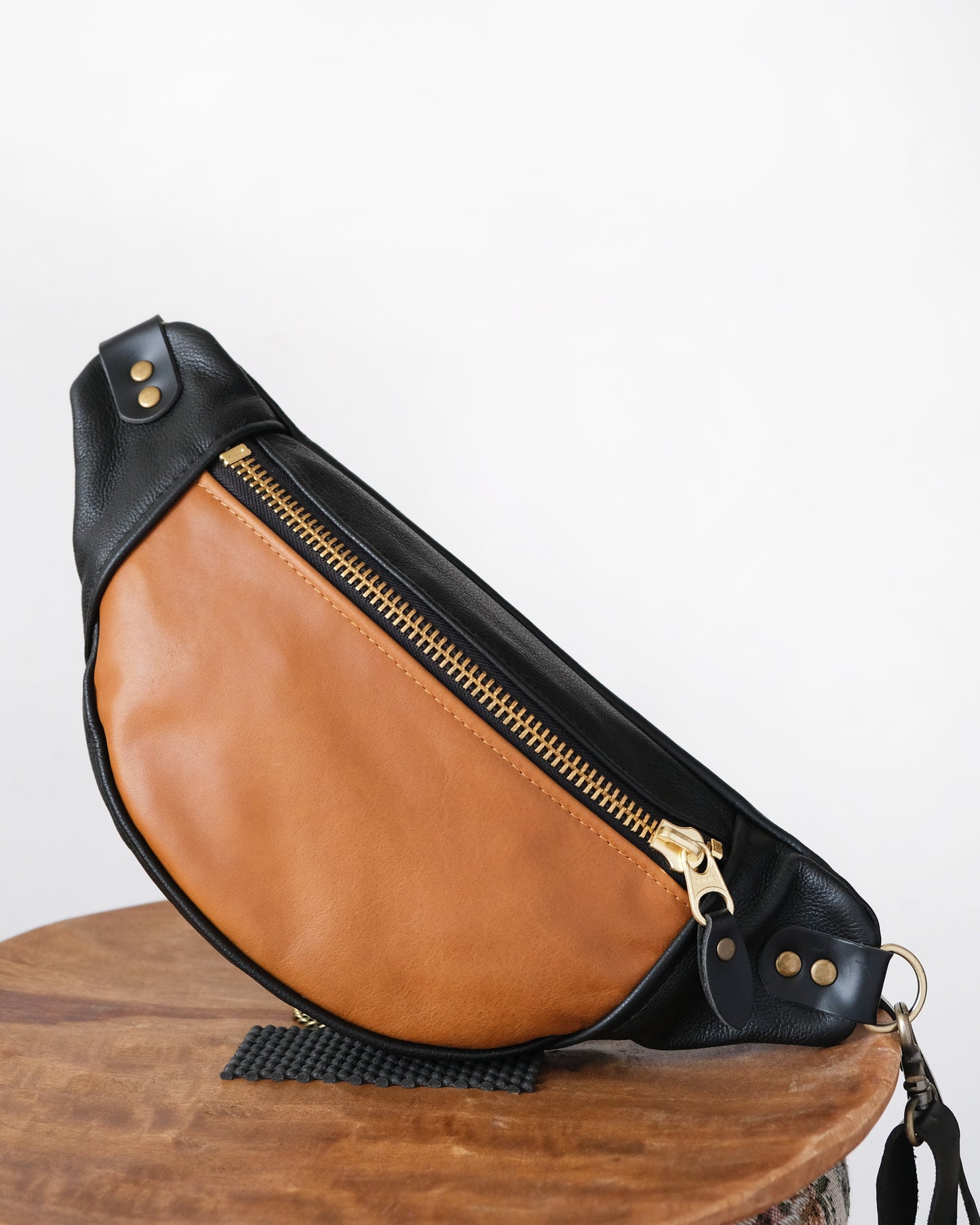 Mini Tabitha: Cognac and Black Leather