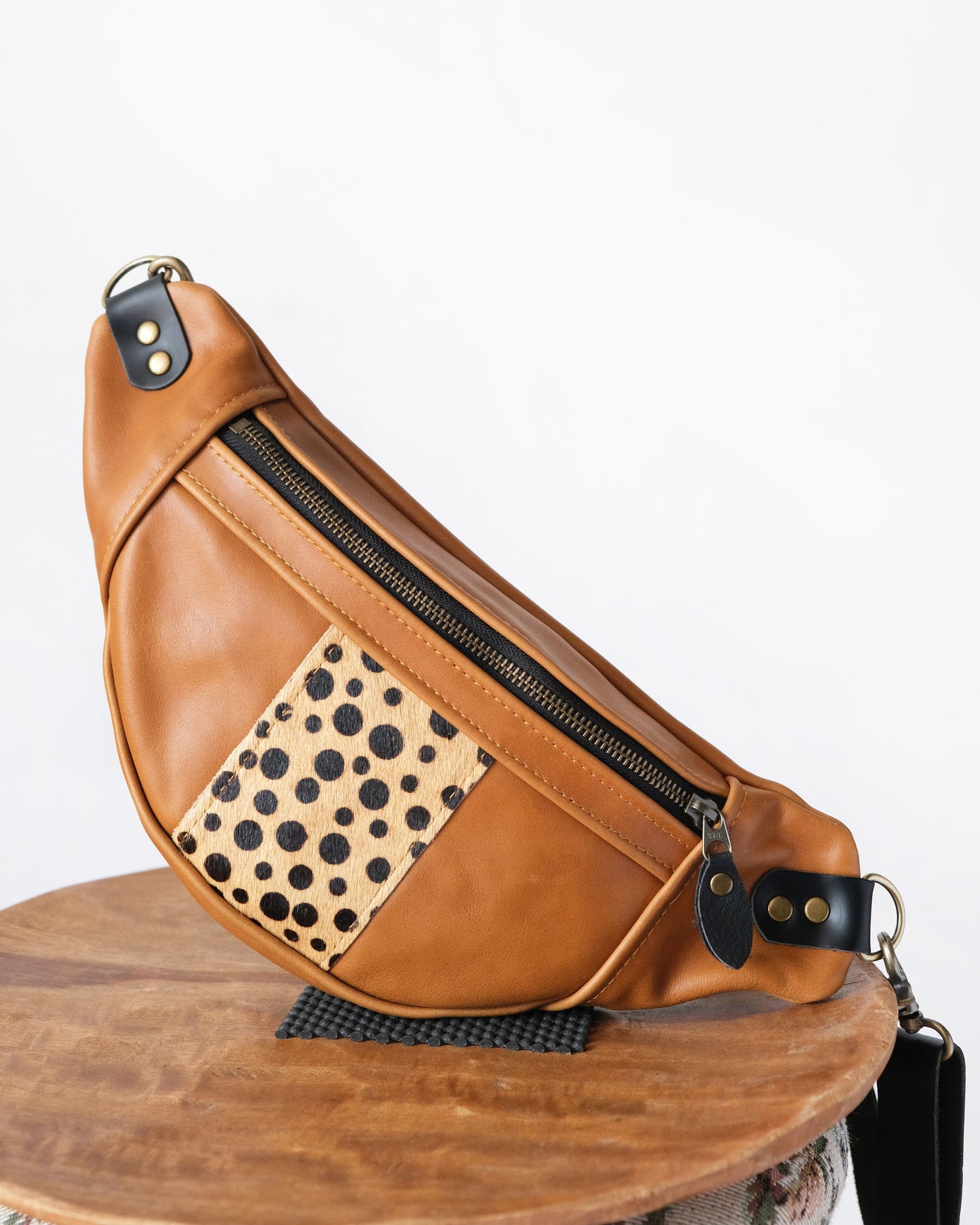 Mini Tabitha: Cognac and Dots Leather