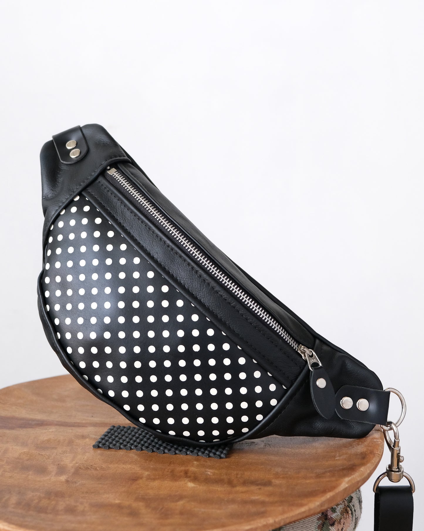 Mini Tabitha: Black and Polka Dot Leather
