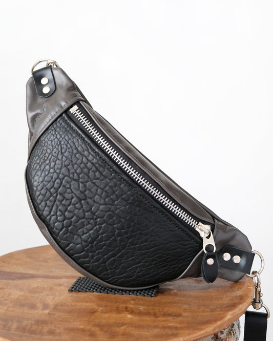 Mini Tabitha: Shrunken Lamb and Gunmetal Leather (Chrome Hardware)