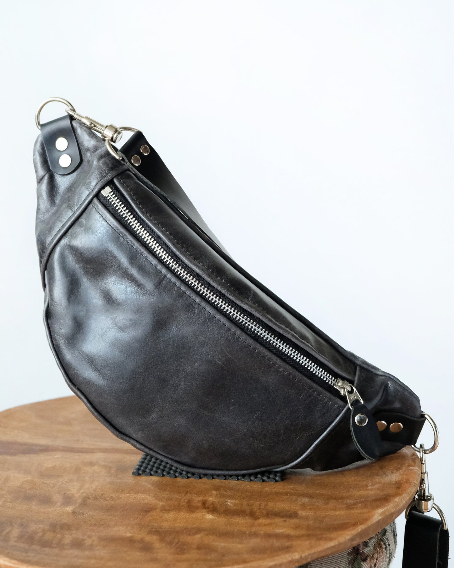 Mini Tabitha: Dark Grey Leather