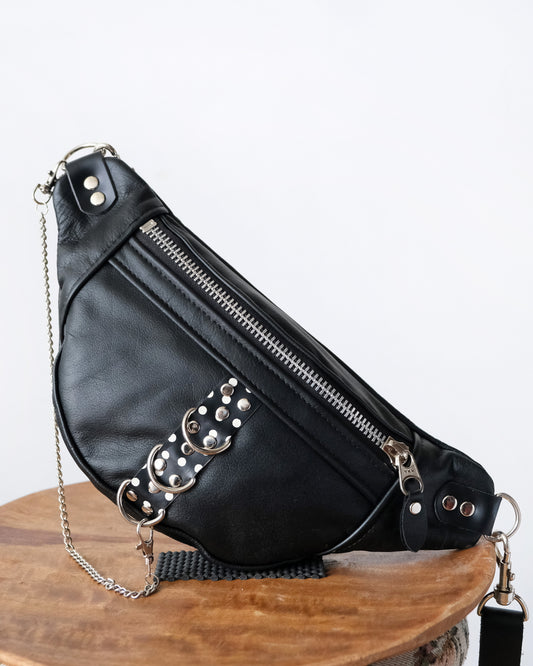 Mini Tabitha: Black and Polka Dots with Chain