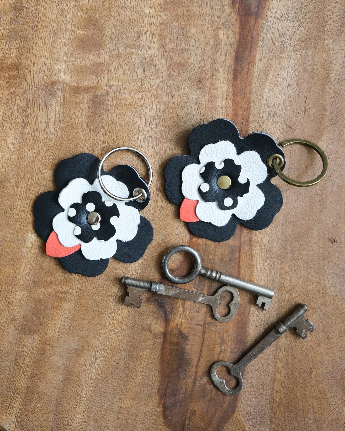 Leather Flower Keychain / Bag Charm