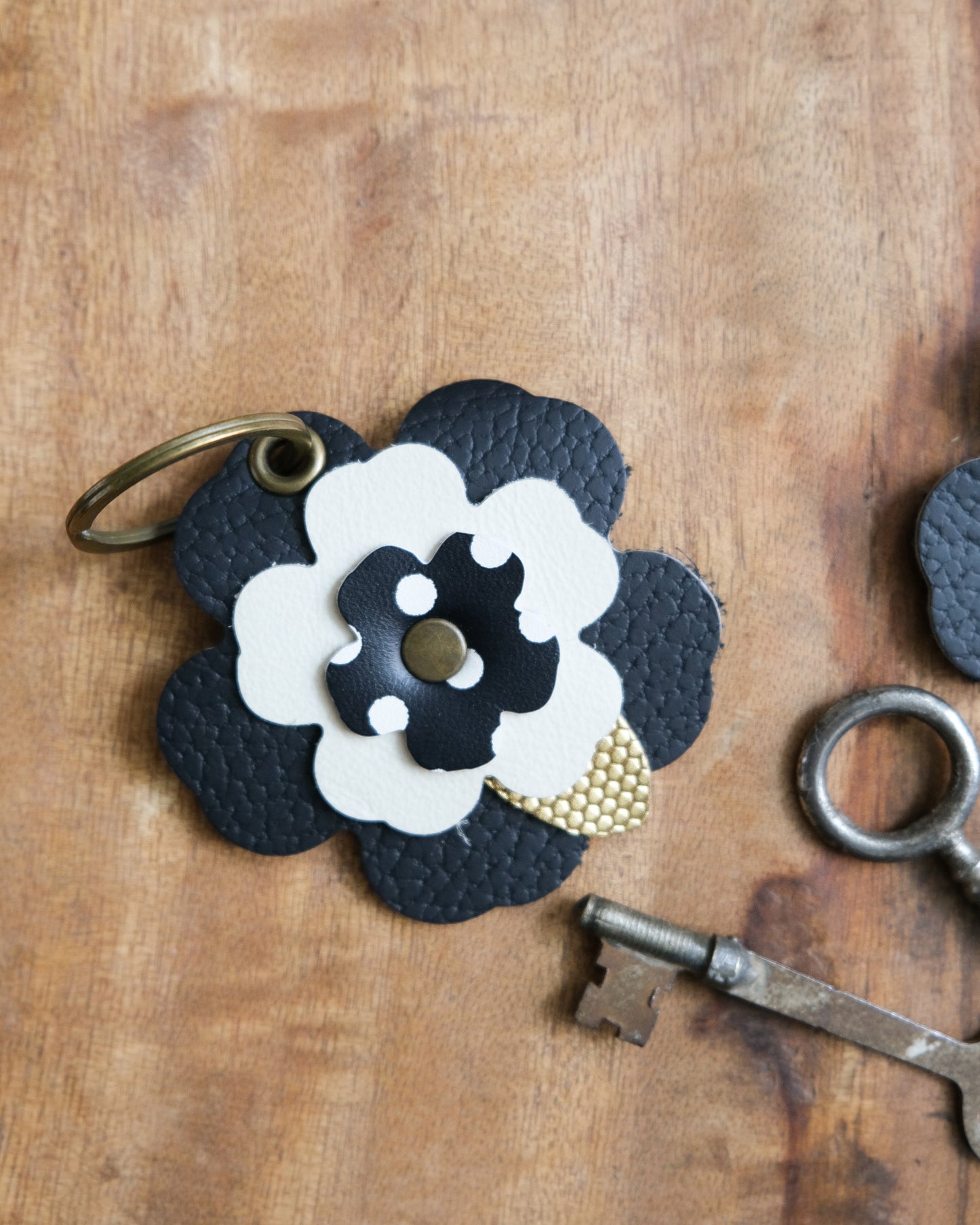 Leather Flower Keychain / Bag Charm
