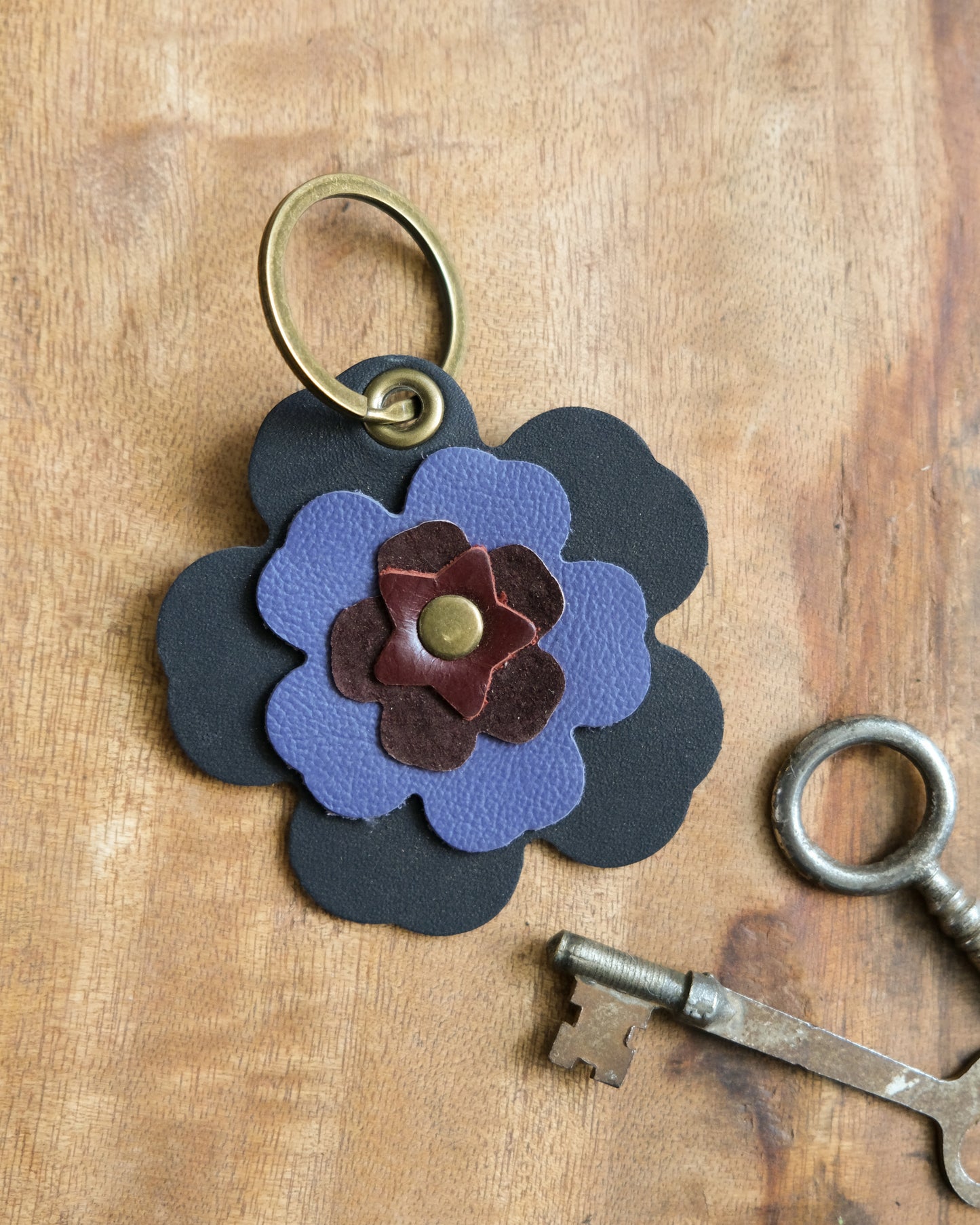 Leather Flower Keychain / Bag Charm
