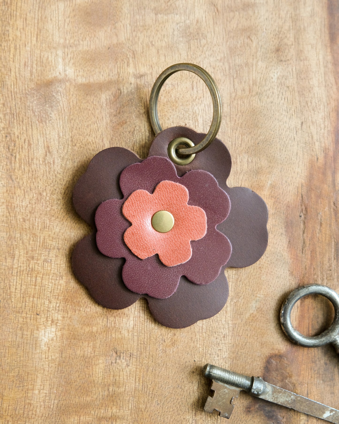 Leather Flower Keychain / Bag Charm