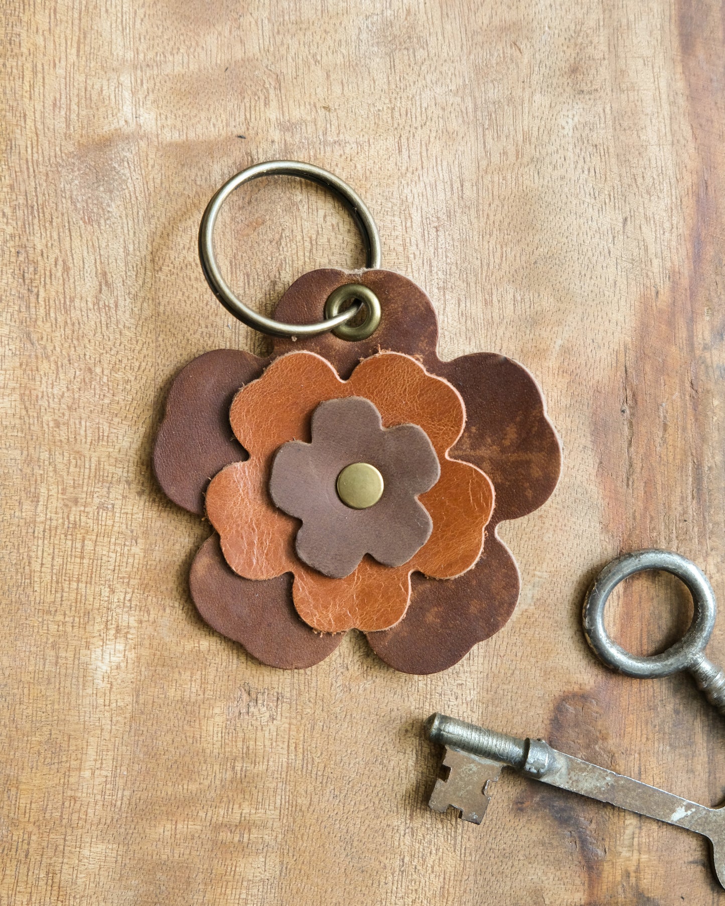 Leather Flower Keychain / Bag Charm