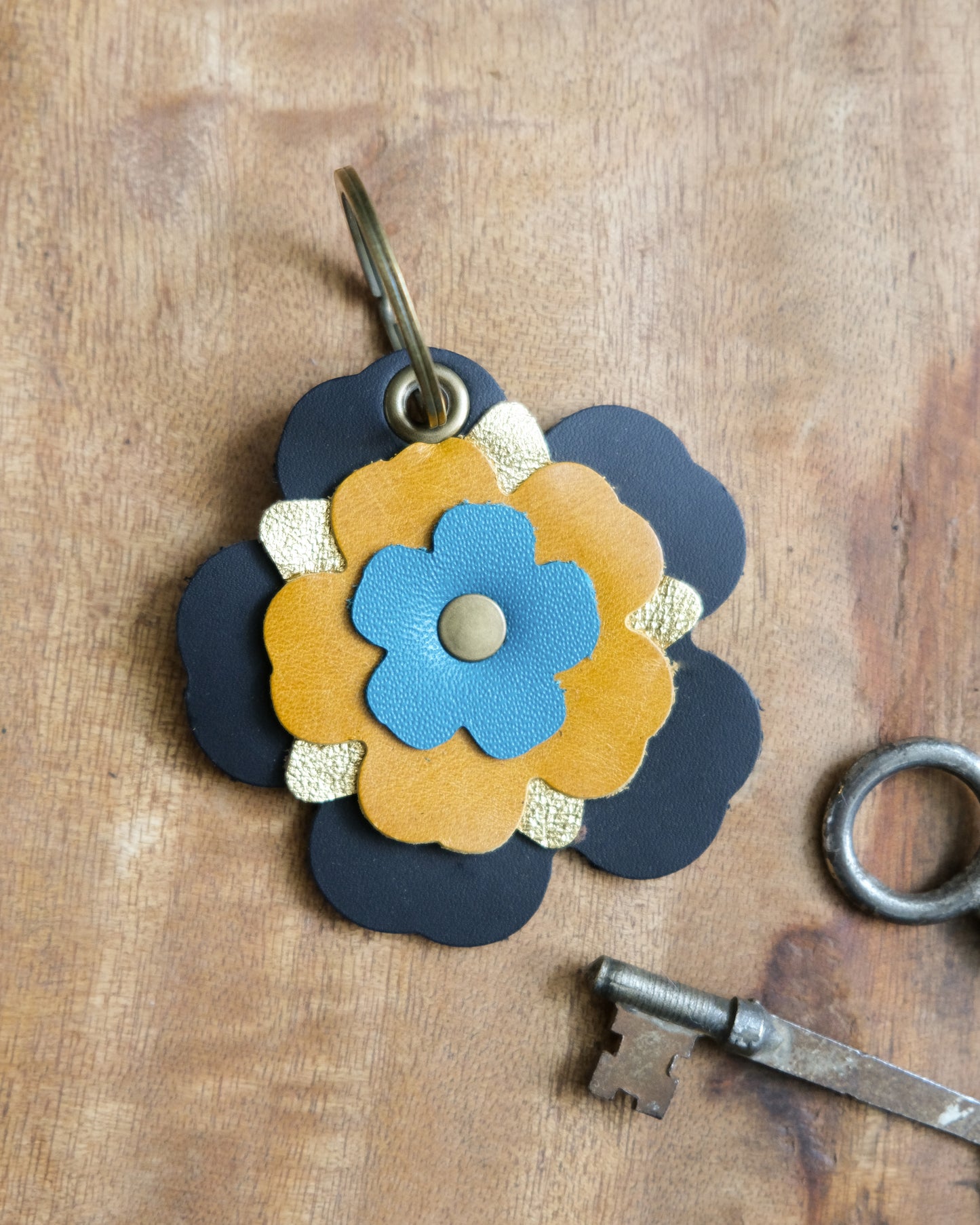 Leather Flower Keychain / Bag Charm