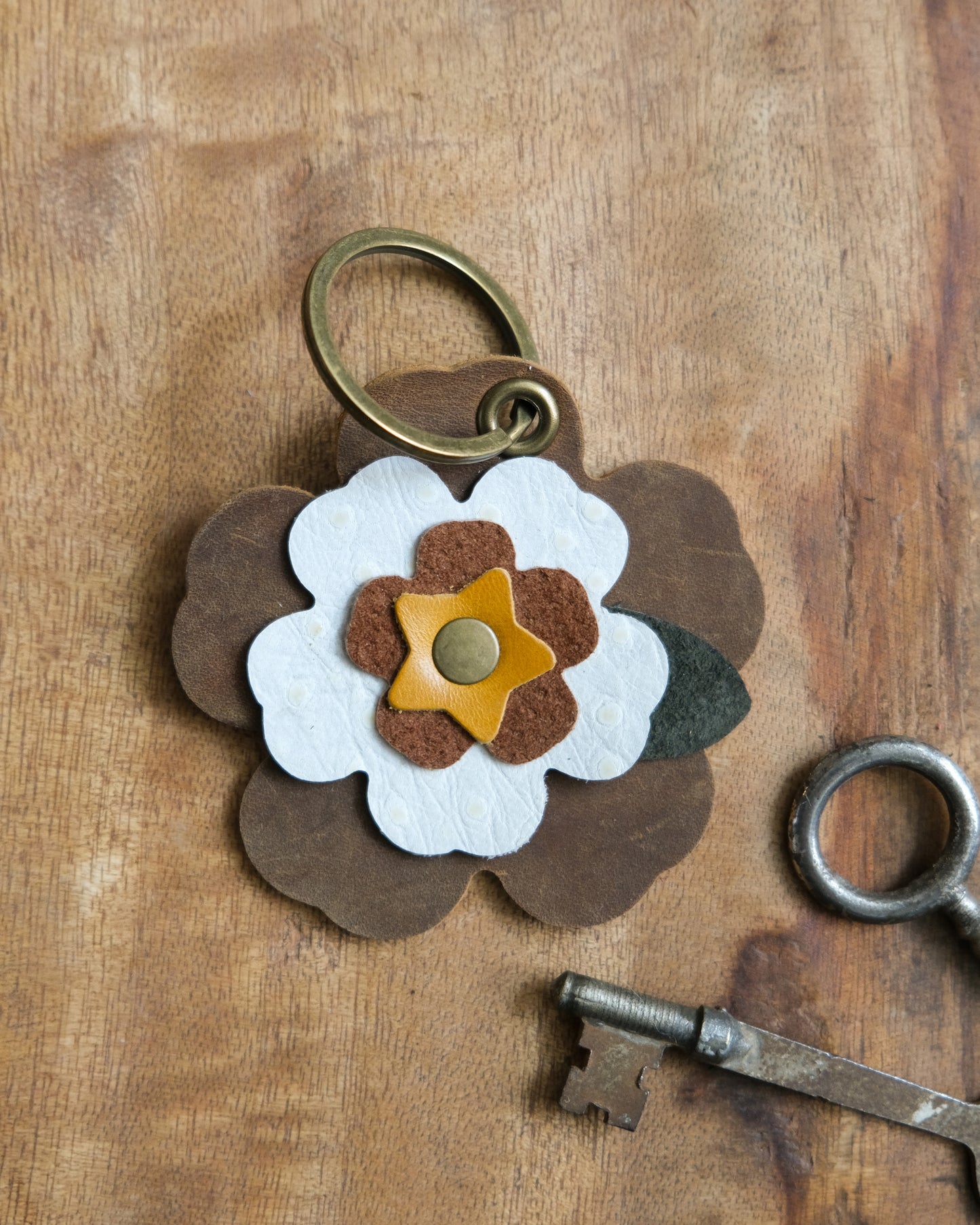 Leather Flower Keychain / Bag Charm