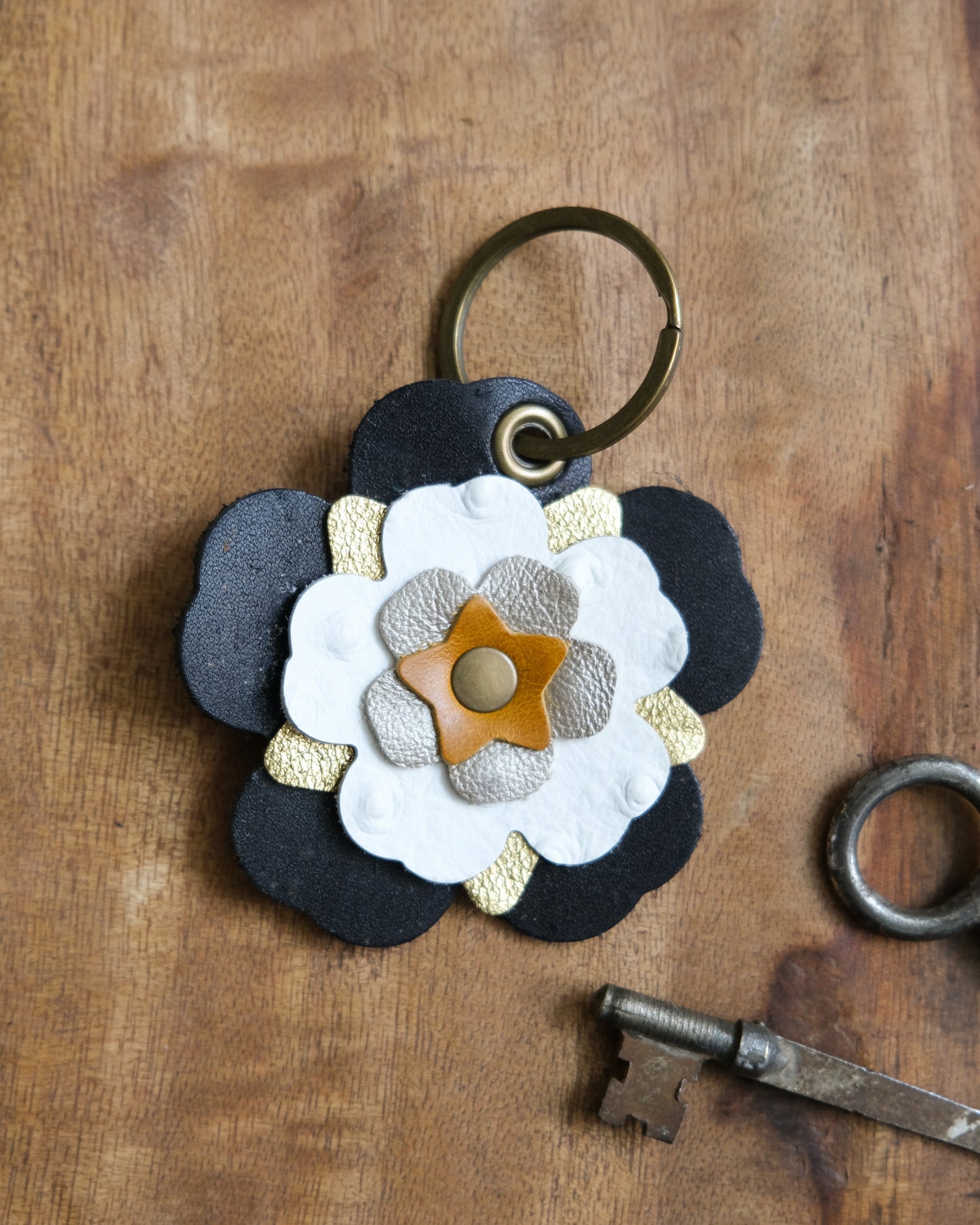Leather Flower Keychain / Bag Charm