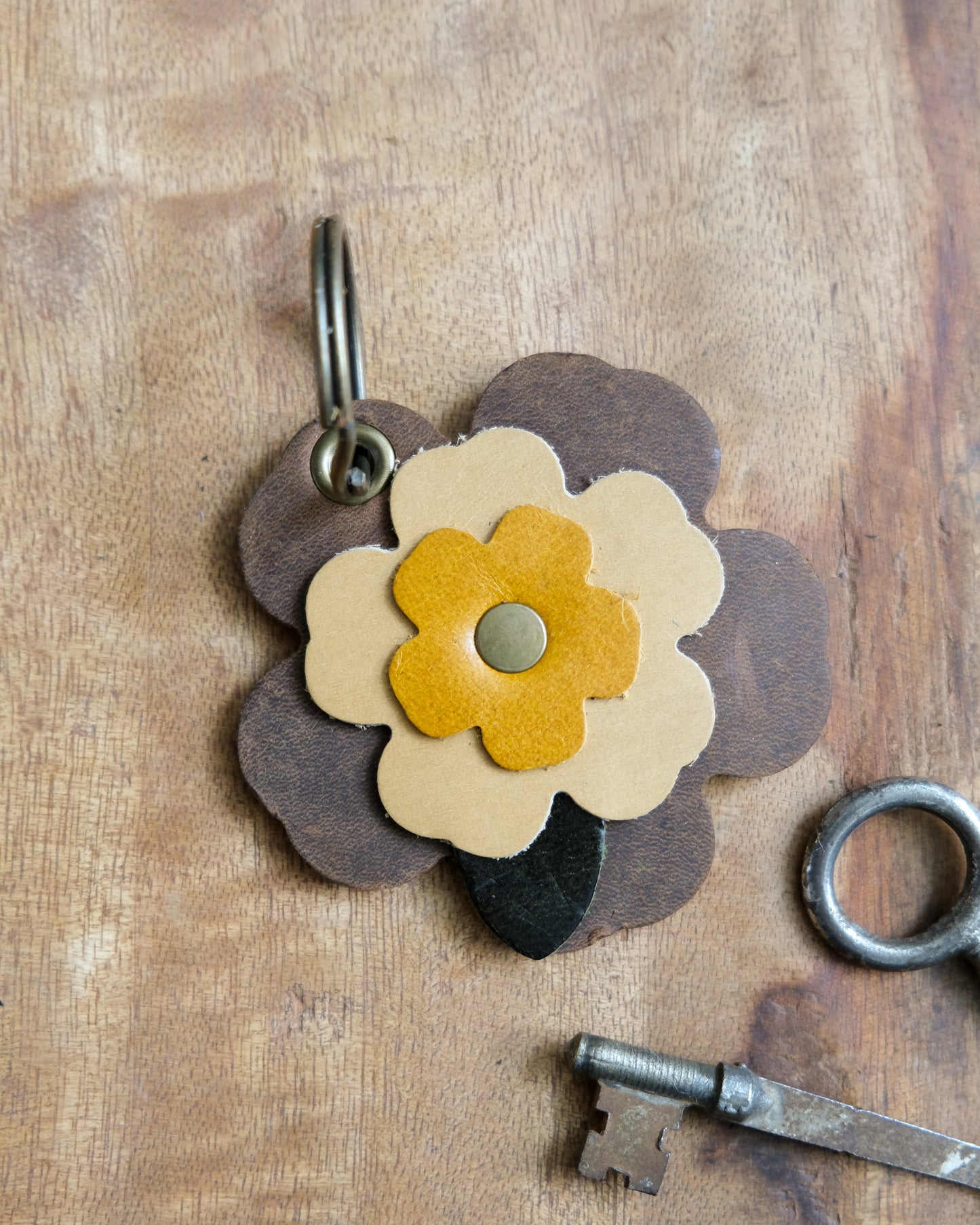 Leather Flower Keychain / Bag Charm