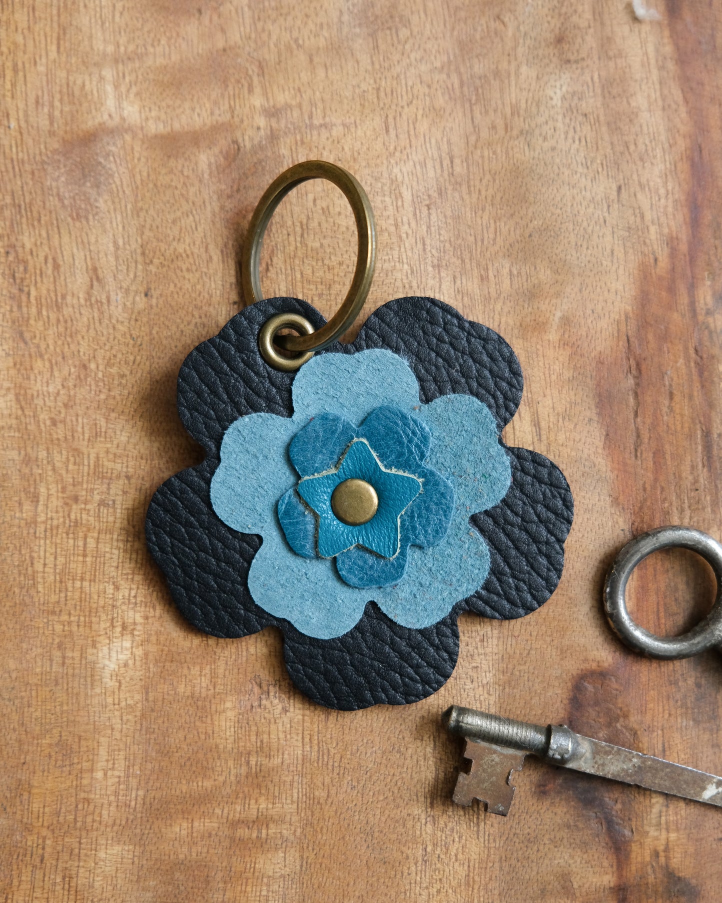 Leather Flower Keychain / Bag Charm