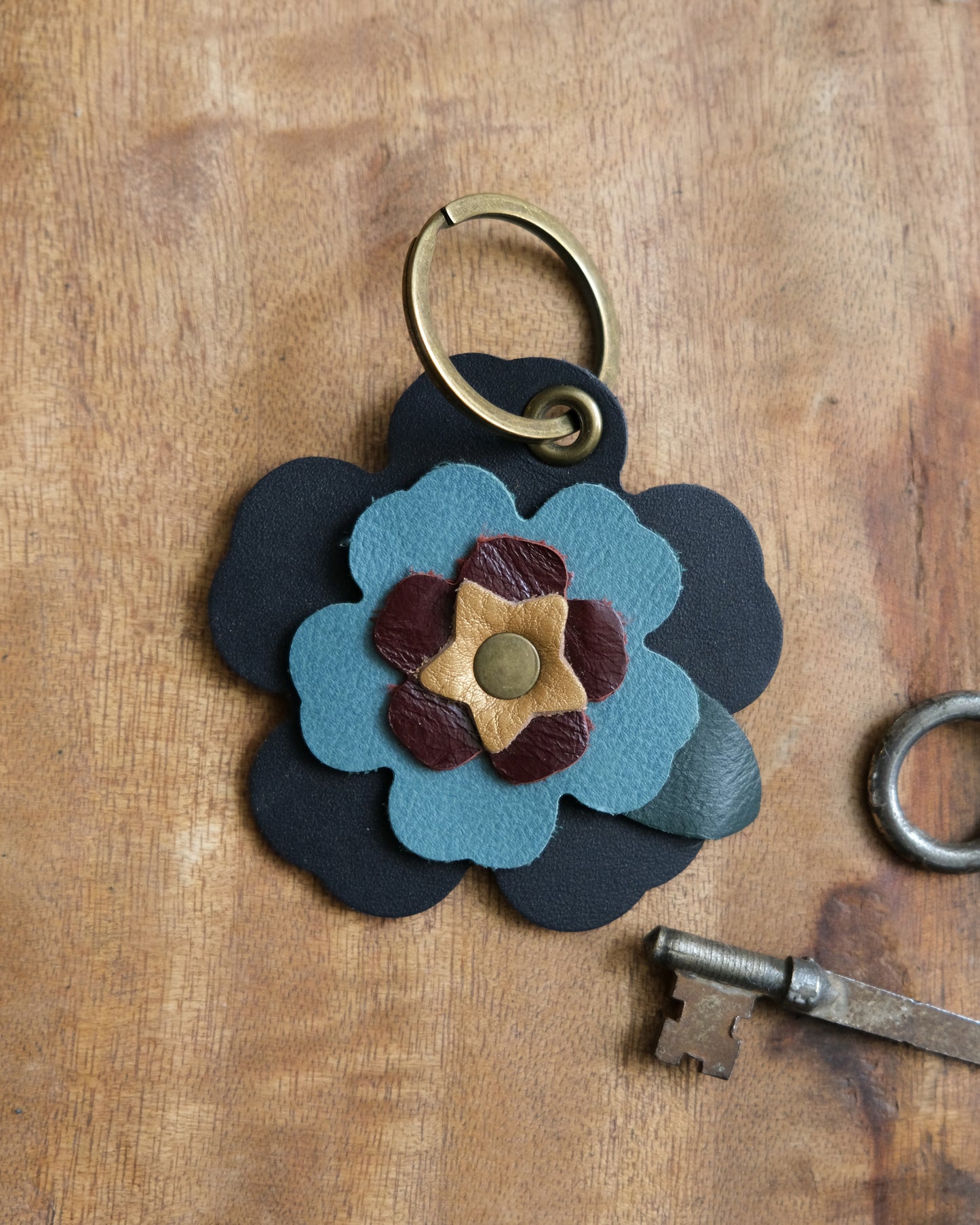 Leather Flower Keychain / Bag Charm
