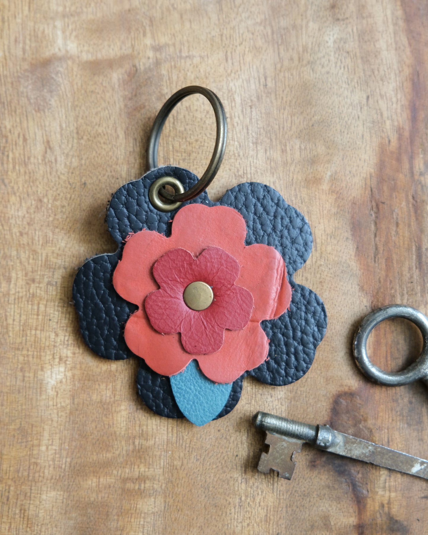 Leather Flower Keychain / Bag Charm