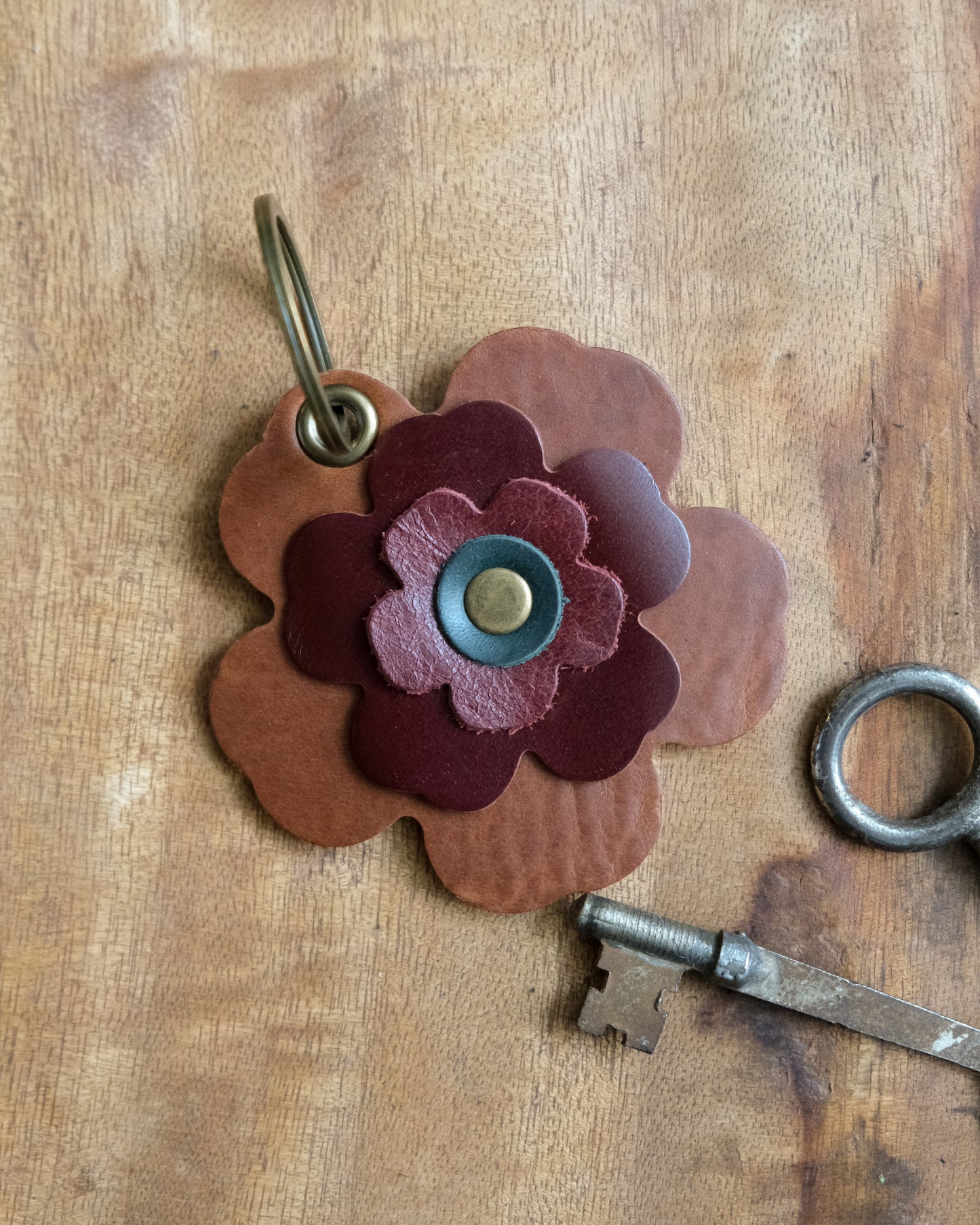Leather Flower Keychain / Bag Charm